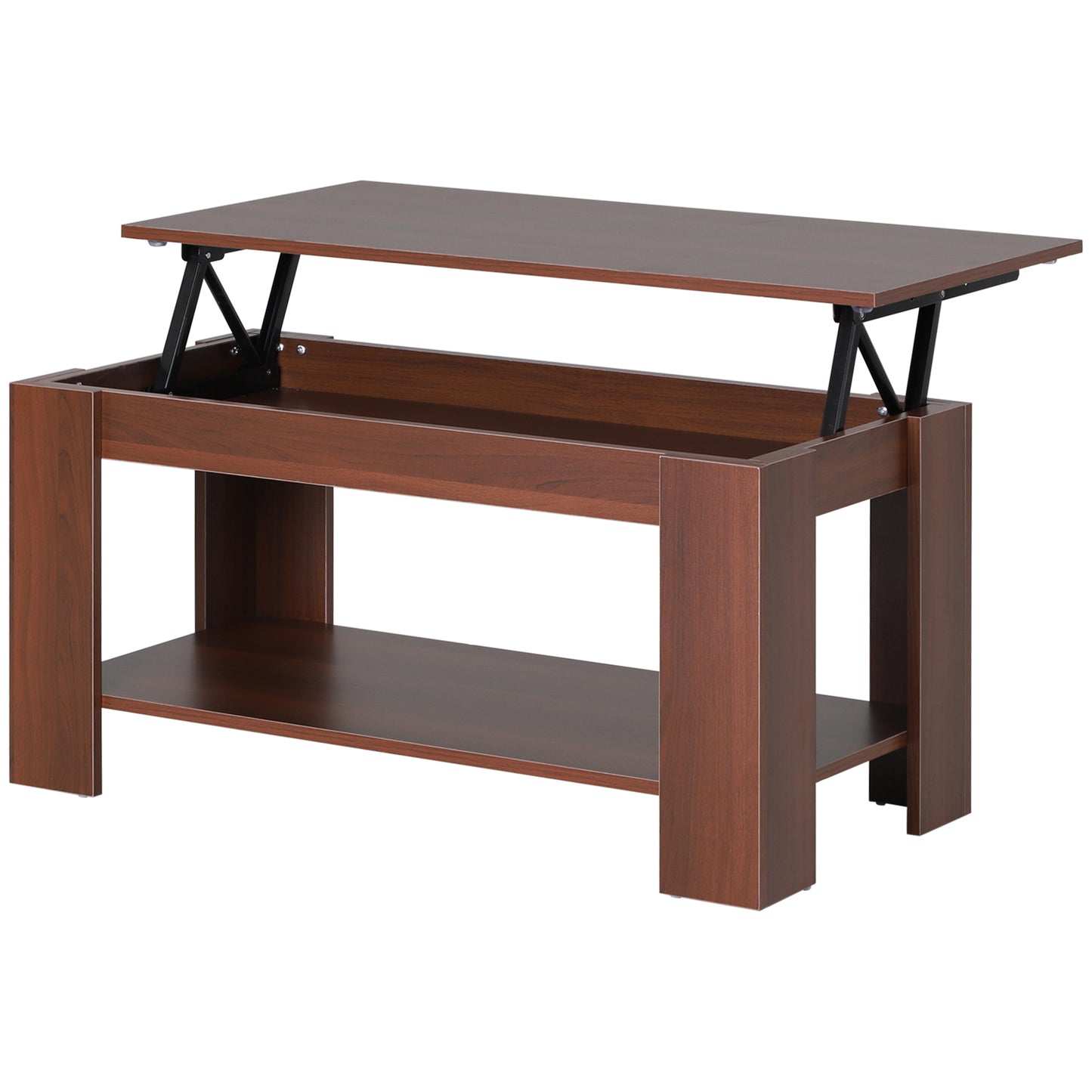 HOMCOM Lift Up Top Coffee Table with Hidden Storage and Open Shelf, Modern Wooden Sofa Side End Tea Table for Living Room 100W x 50D x 63H cm Default Title