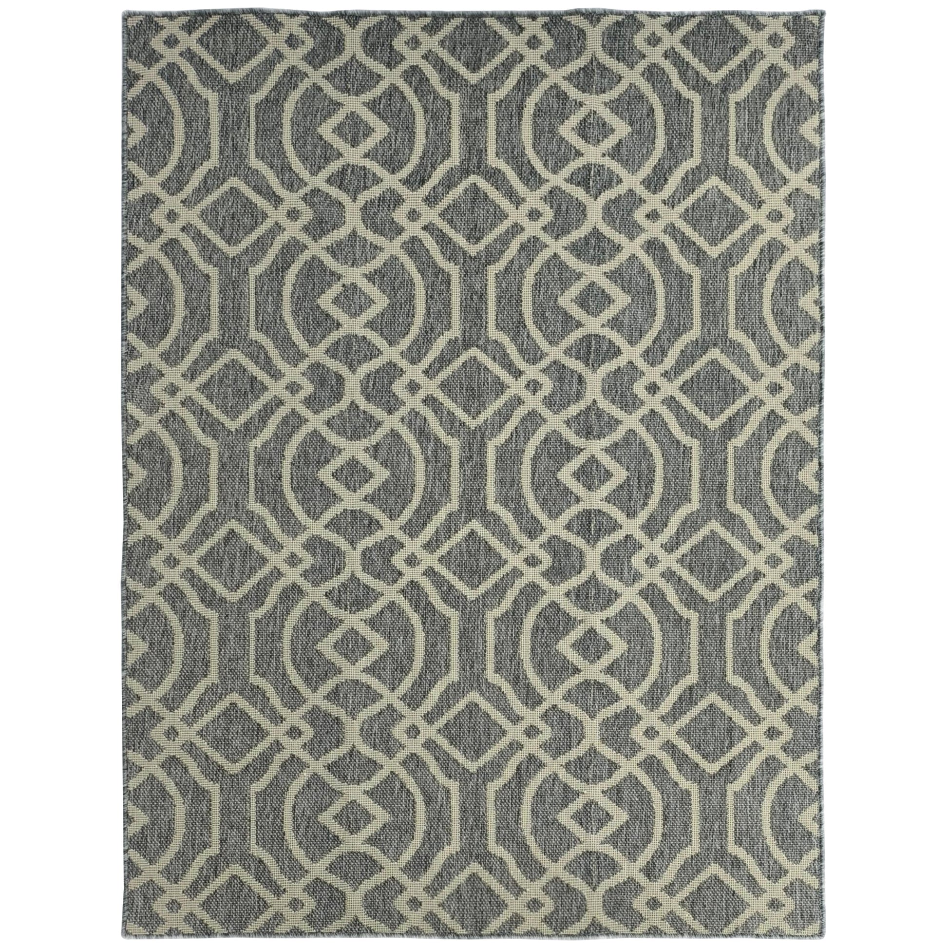 HOMCOM UV Resistant Indoor & Outdoor Area Rug, Easy-Cleaning Machine Washable Rug with Geometric Pattern for Patio, Garden, Kitchen, Bathroom or Living Room, 230 x 160 cm, Grey