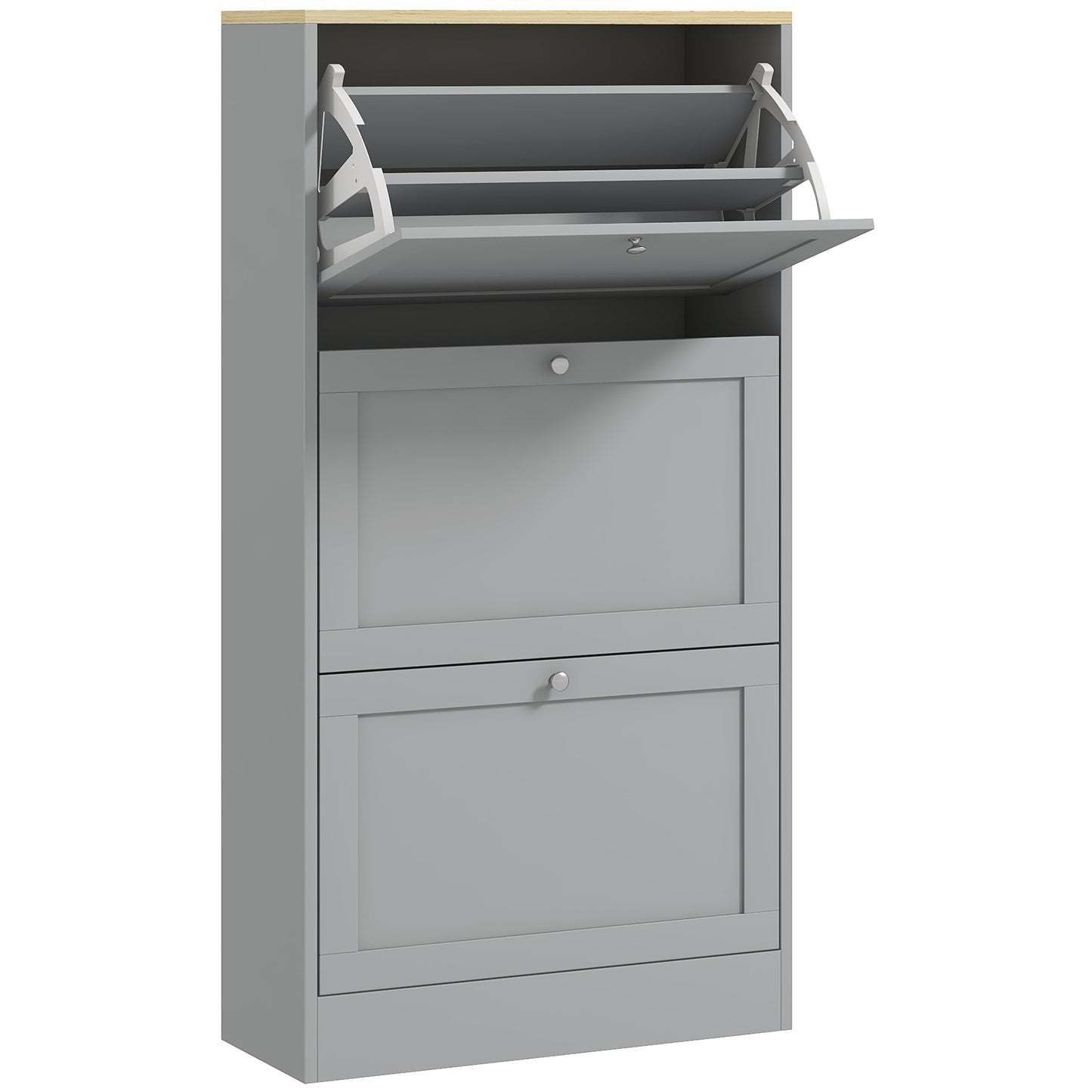 HOMCOM Modern Compact Three-Drawer Shoe Storage Cabinet - Grey Default Title