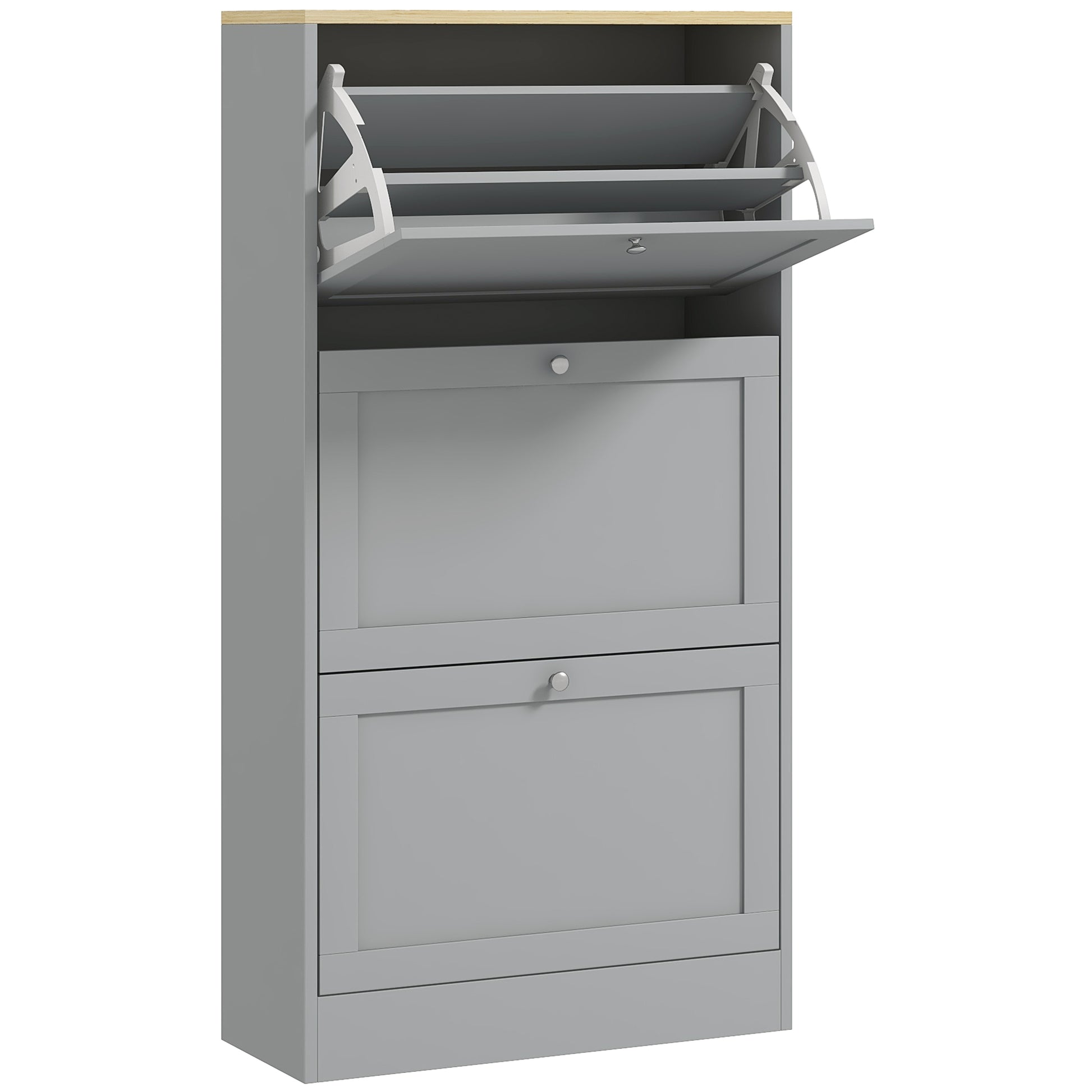 HOMCOM Modern Compact Three-Drawer Shoe Storage Cabinet - Grey Default Title
