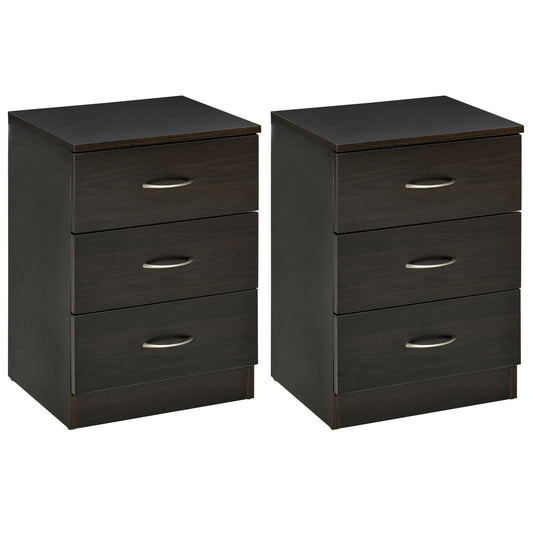 HOMCOM Bedside Cabinet with Drawer and Shelf, White Bedside Table for Bedroom, Living Room, Nightstand Side Table with Metal Rail Set of 2