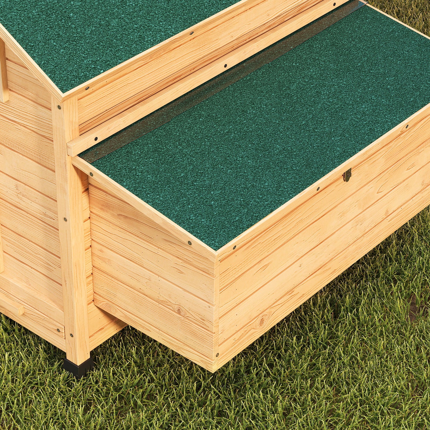 PawHut Chicken Coop, Wooden Outdoor Hen House with Nesting Box, Openable Waterproof Top, Pull-Out Tray, 150 x 100 x 97cm