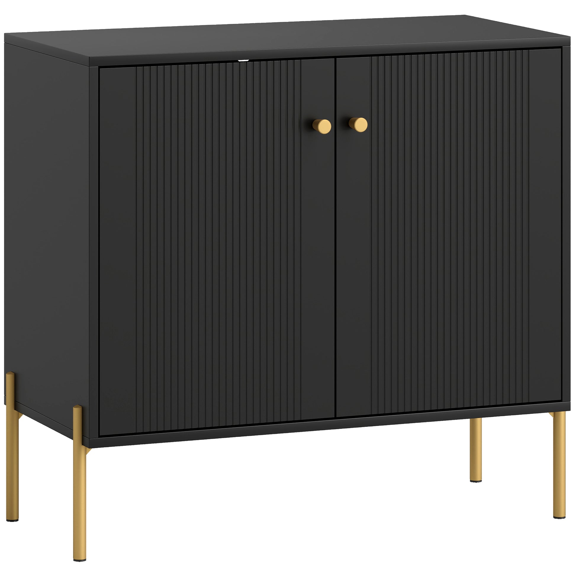 HOMCOM Sideboard Buffet Cabinet, Coffee Bar Cabinet with Fluted Doors and Adjustable Shelf, Black Default Title