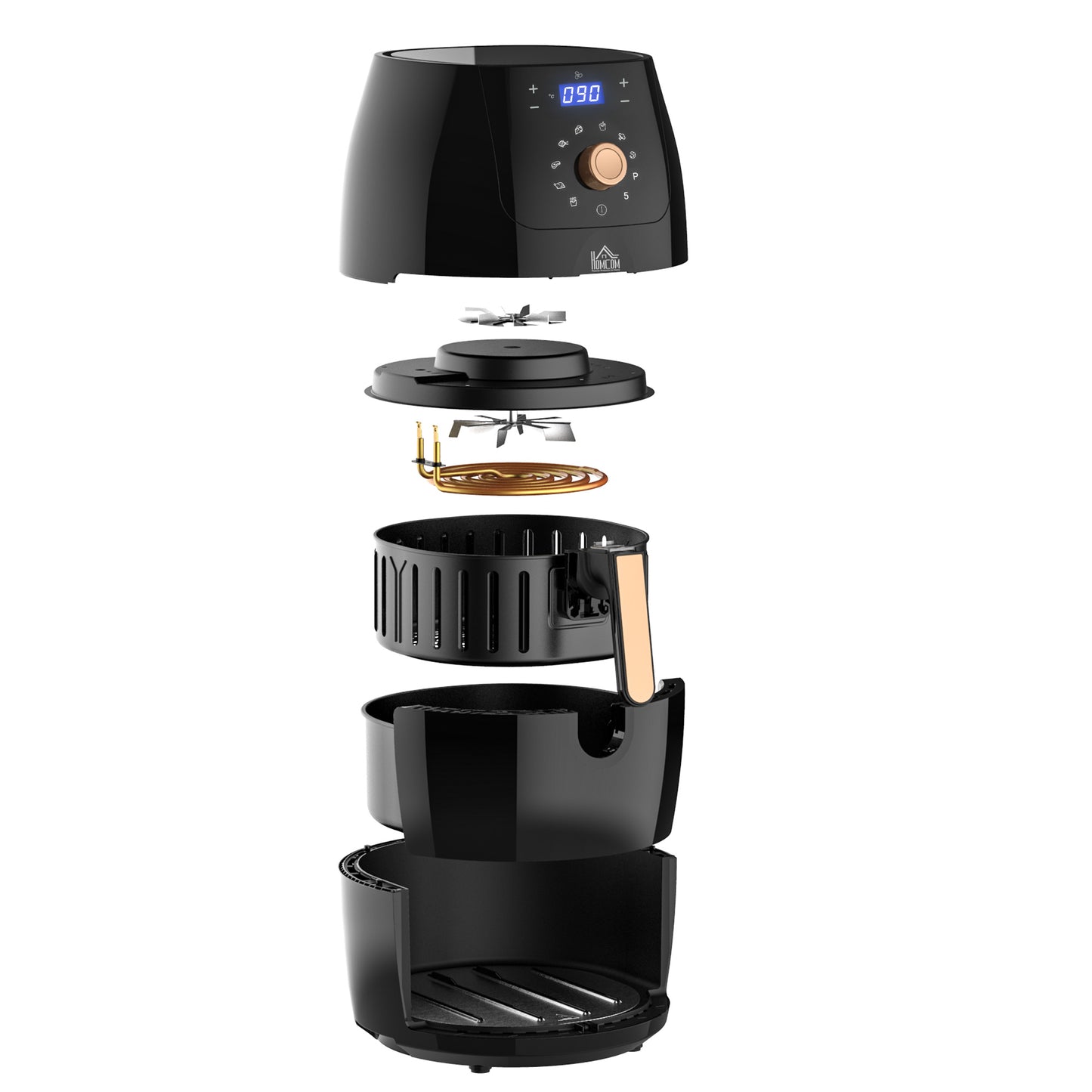 HOMCOM 5.5L 1700W Air Fryer, with Digital Display, 80-200â„ƒ Temperature