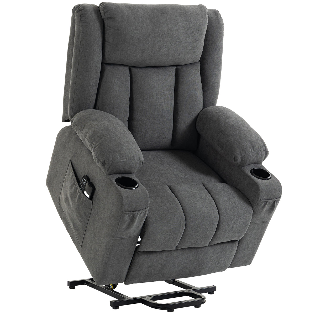 HOMCOM Dual Motor Recliner Chair, 55Â° Electric Lift Chair for Elderly, Recliner Armchair with Massage and Heat, Dark Grey Default Title