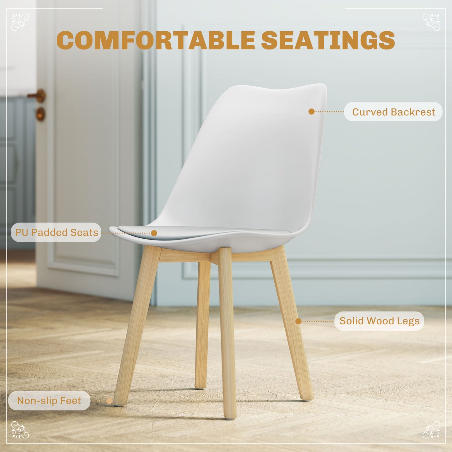 HOMCOM Five-Piece Modern Dining Set - White