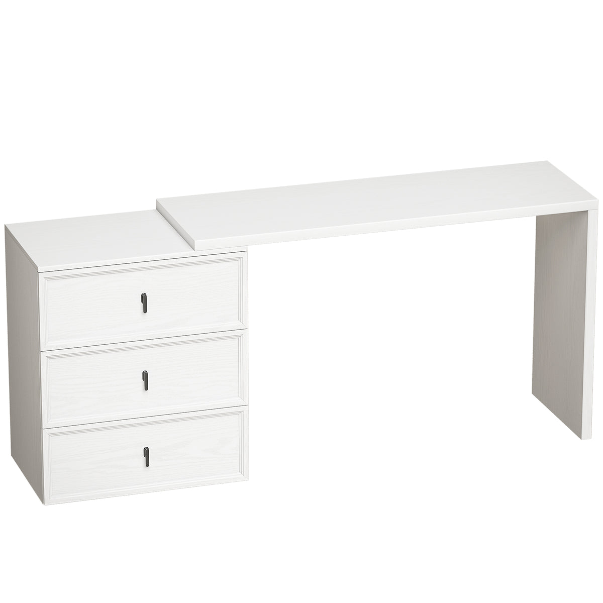 HOMCOM L Shaped Computer Desk with 3 Drawers, 163 x 39 cm Corner Desk, Thick Tabletop, Office Table, White Wood Effect Default Title