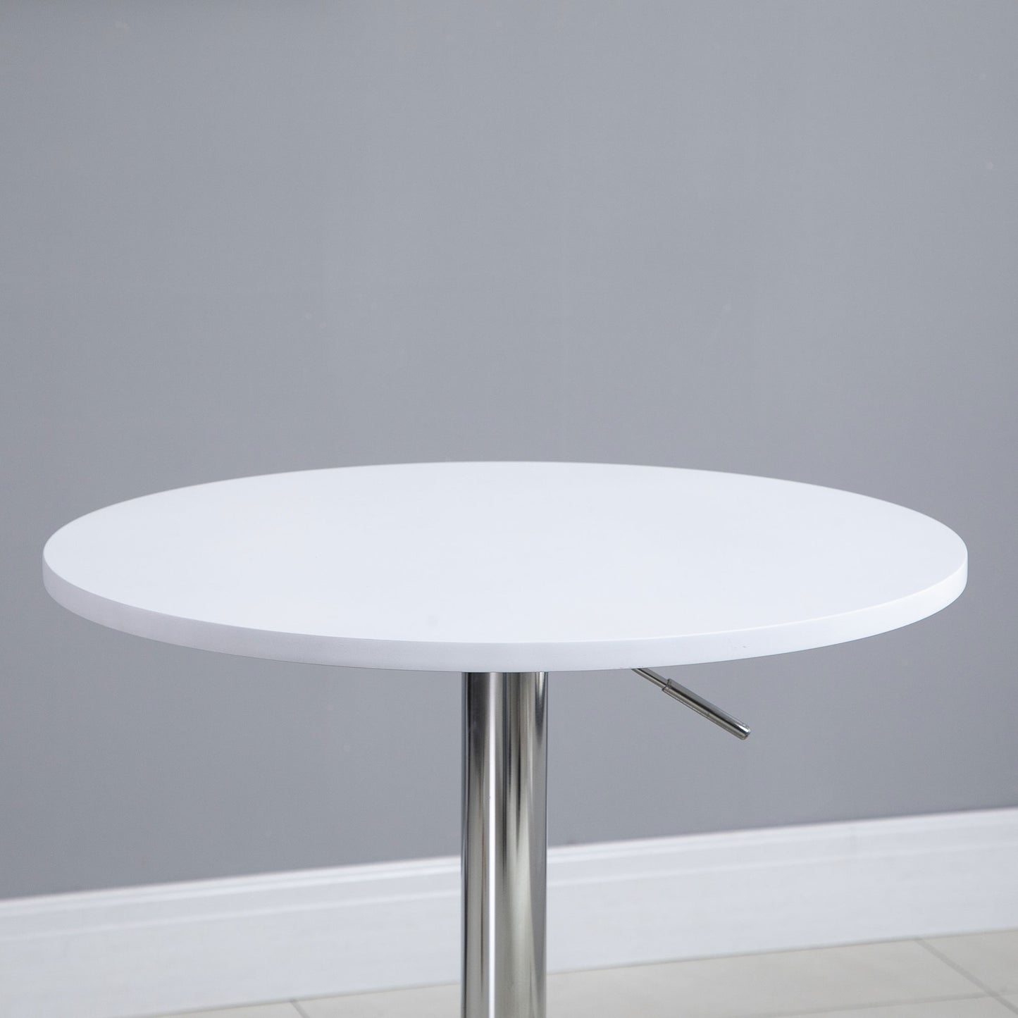HOMCOM Bar Table Î¦60cm Adjustable Height Round Bistro Table w/ Swivel Top Metal Frame Counter Surface Stylish Kitchen Conservatory White