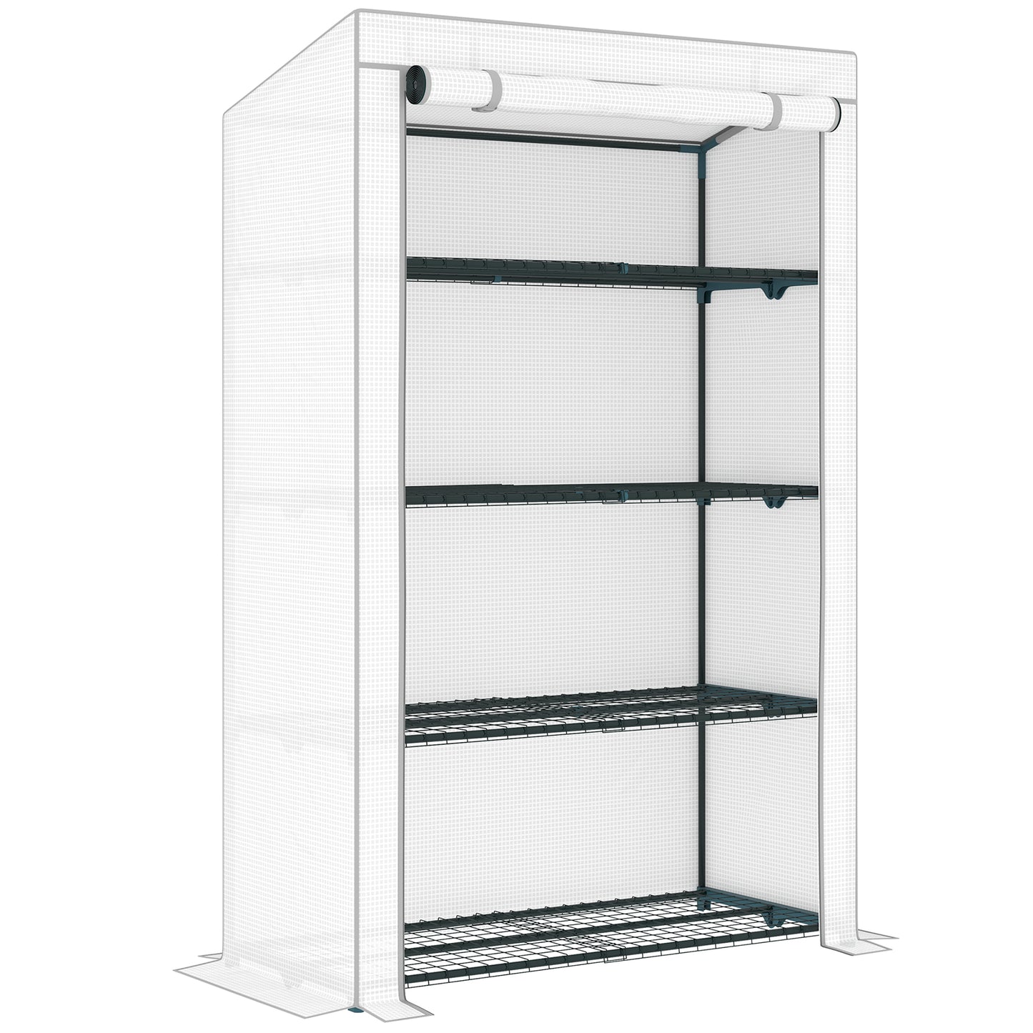 Outsunny Four-Tier Mini Greenhouse - Grey/White