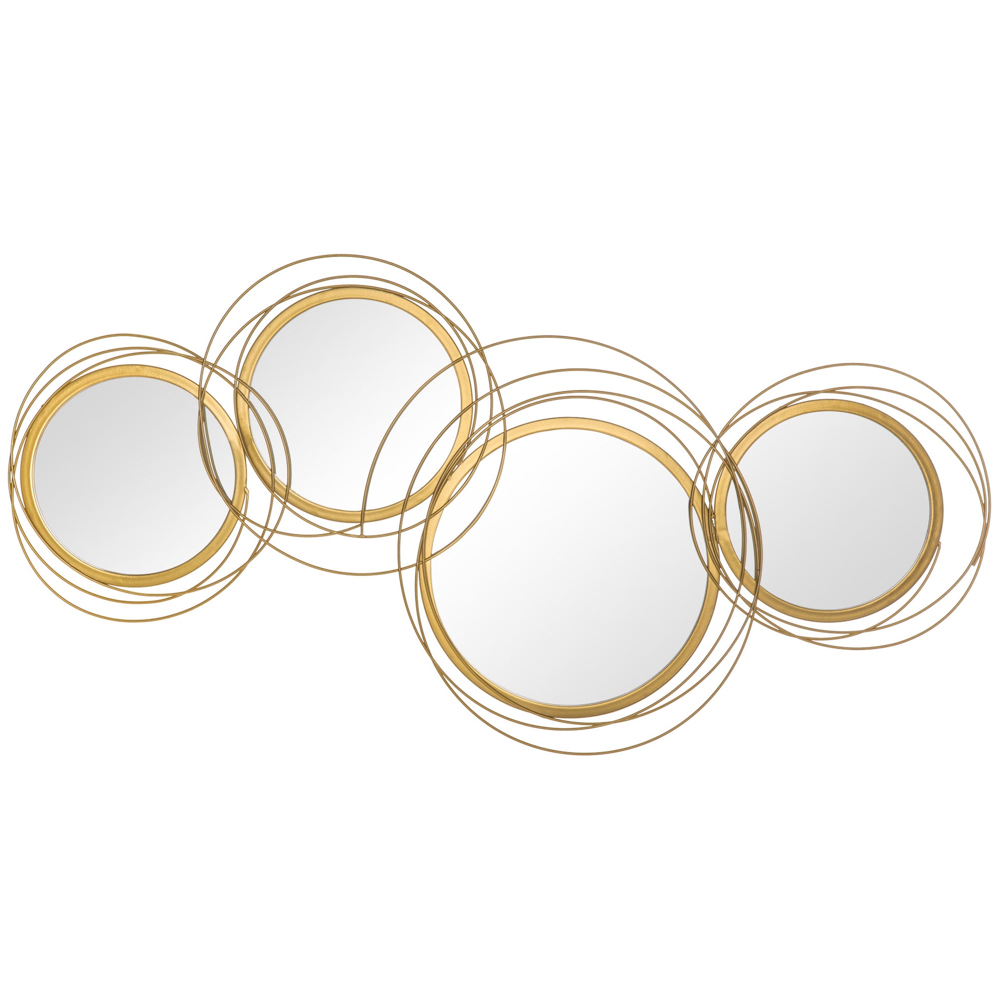 HOMCOM Metal Wall Art 56cm Modern Decorative Mirror Decor for Living Room Bedroom Dining Room, Gold
