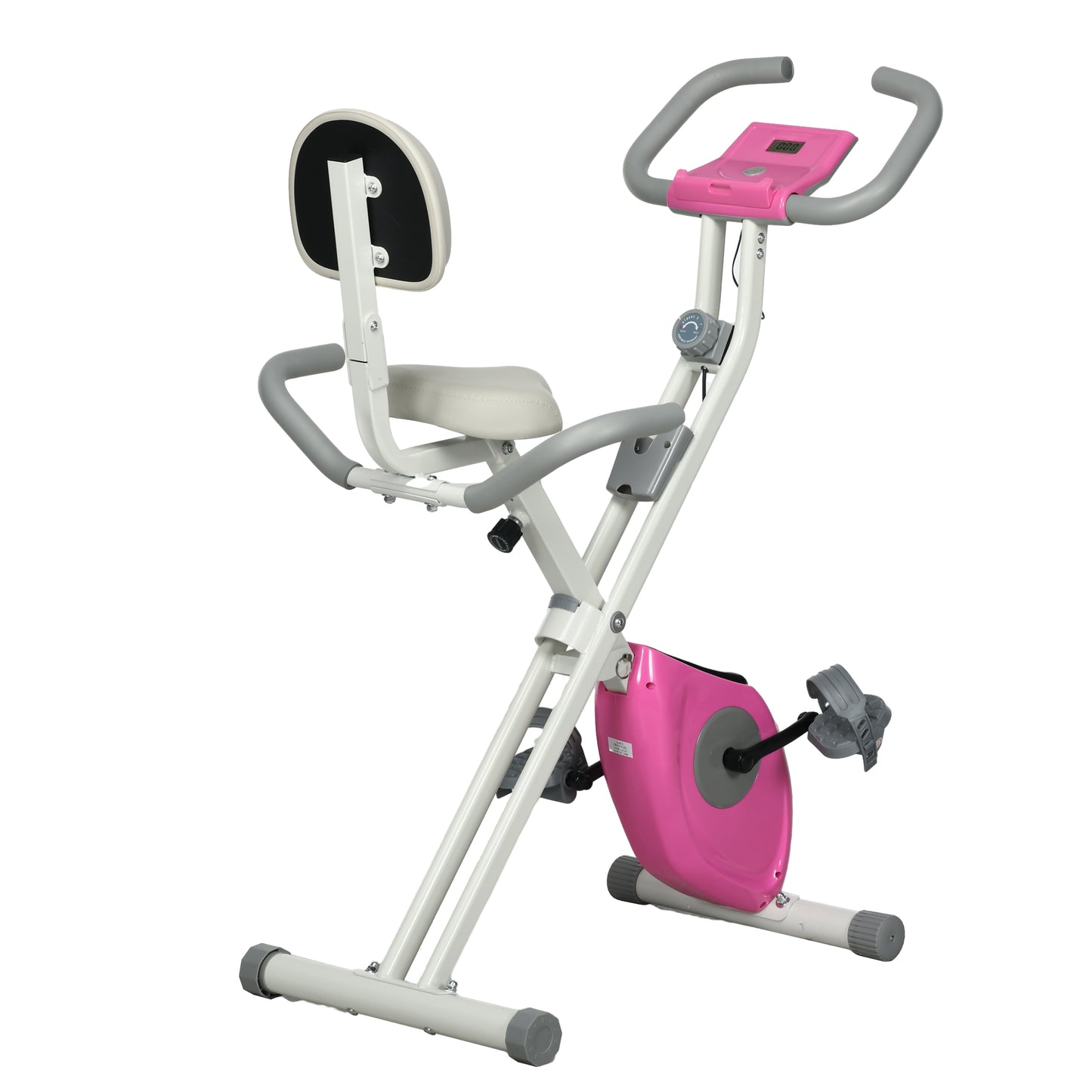 HOMCOM Folding Exercise Bike, with Adjustable Magnetic Resistance, Seat Height - White and Pink Default Title