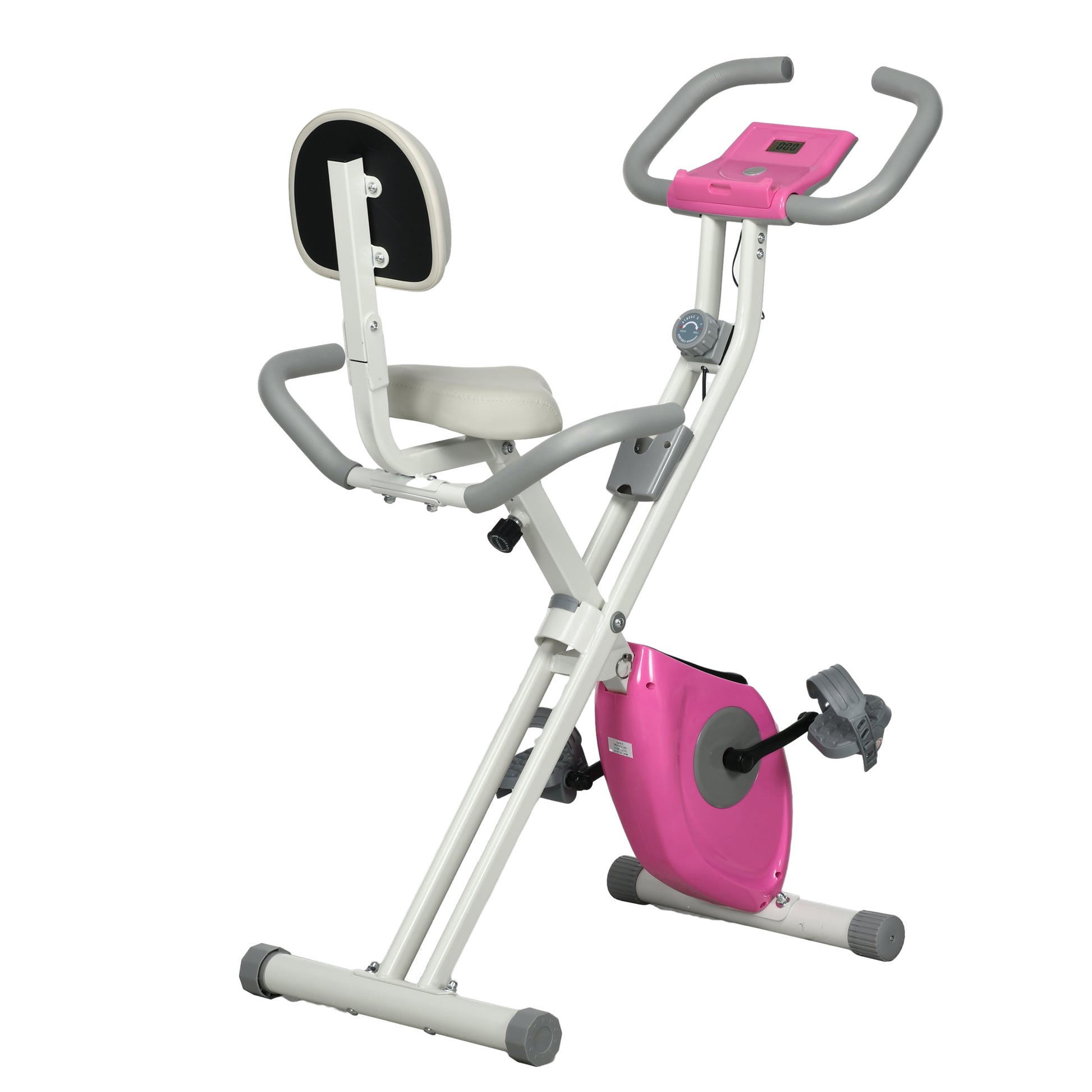 HOMCOM Folding Exercise Bike, with Adjustable Magnetic Resistance, Seat Height - White and Pink Default Title