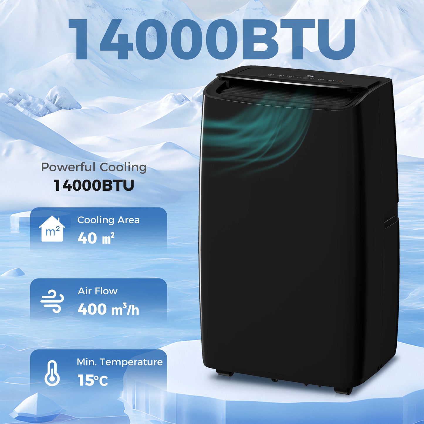 HOMCOM Portable Air Conditioner 14000 BTU, 4-in-1 Air Conditioning Unit, Dehumidifier, Cooling, Fan, Children Lock, 40mÂ²