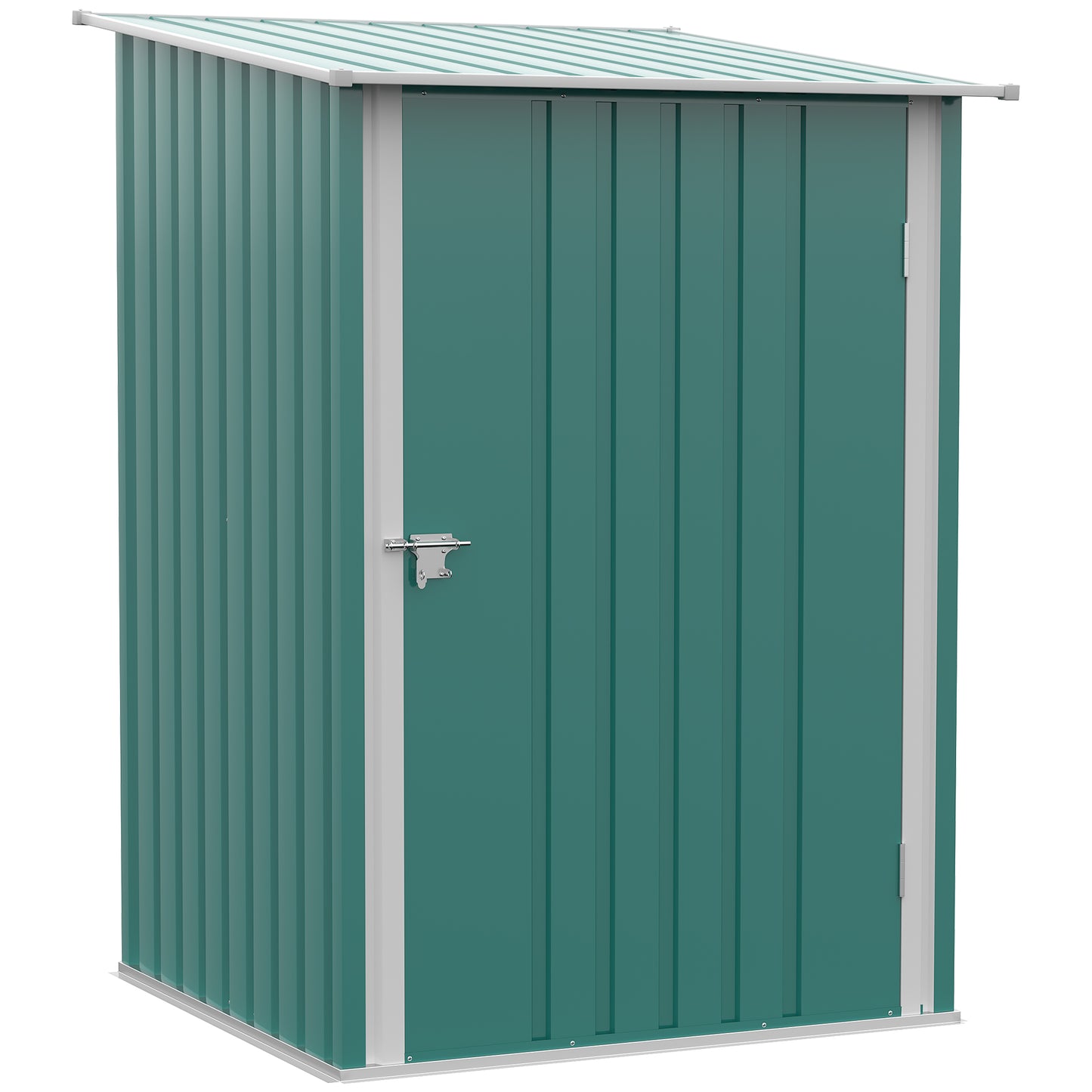 Outsunny 3.3 x 3.4ft Lean To Steel Garden Shed, with Locking Door - Green Default Title