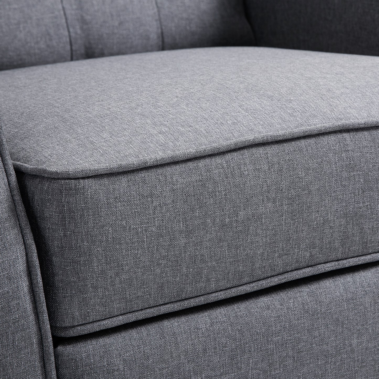 HOMCOM Recliner Armchair, Vintage Reclining Chair with Nail Head Trim, Wingback Chair with Button Tufted Back and Footrest, for Living Room, Grey