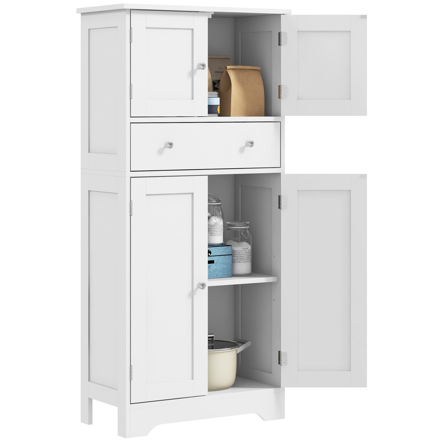 HOMCOM Multi-Storage Freestanding Kitchen Cabinet with Adjustable Lower Shelf - White Default Title