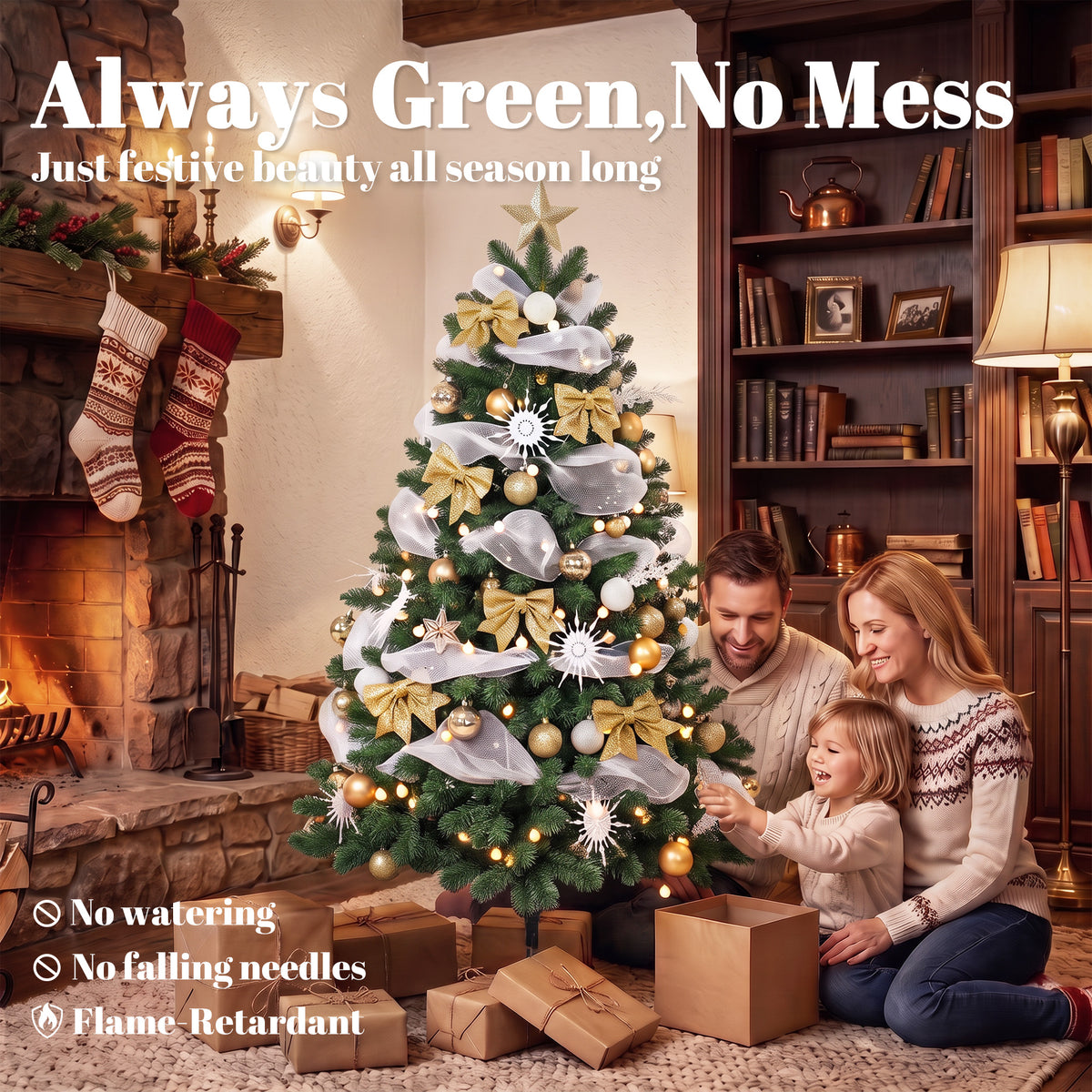 HOMCOM 5ft Pre-Lit Christmas Tree with 150 LED Lights, Artificial Xmas Tree with 8 Lighting Modes, 450 Tips, Remote, Green