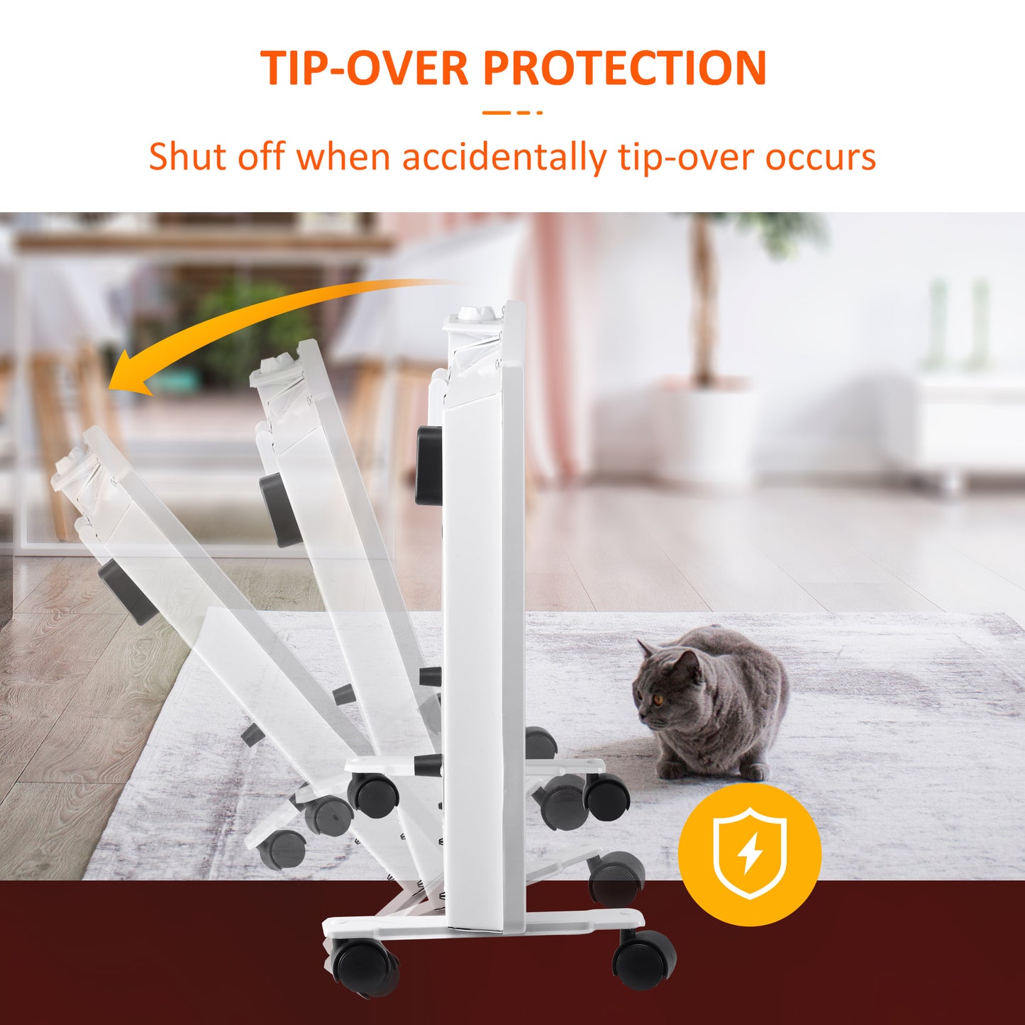 HOMCOM POWER Convector Radiator Freestanding or Wall-mounted Heating with 2 Heat Settings Safety Cut-Off, White