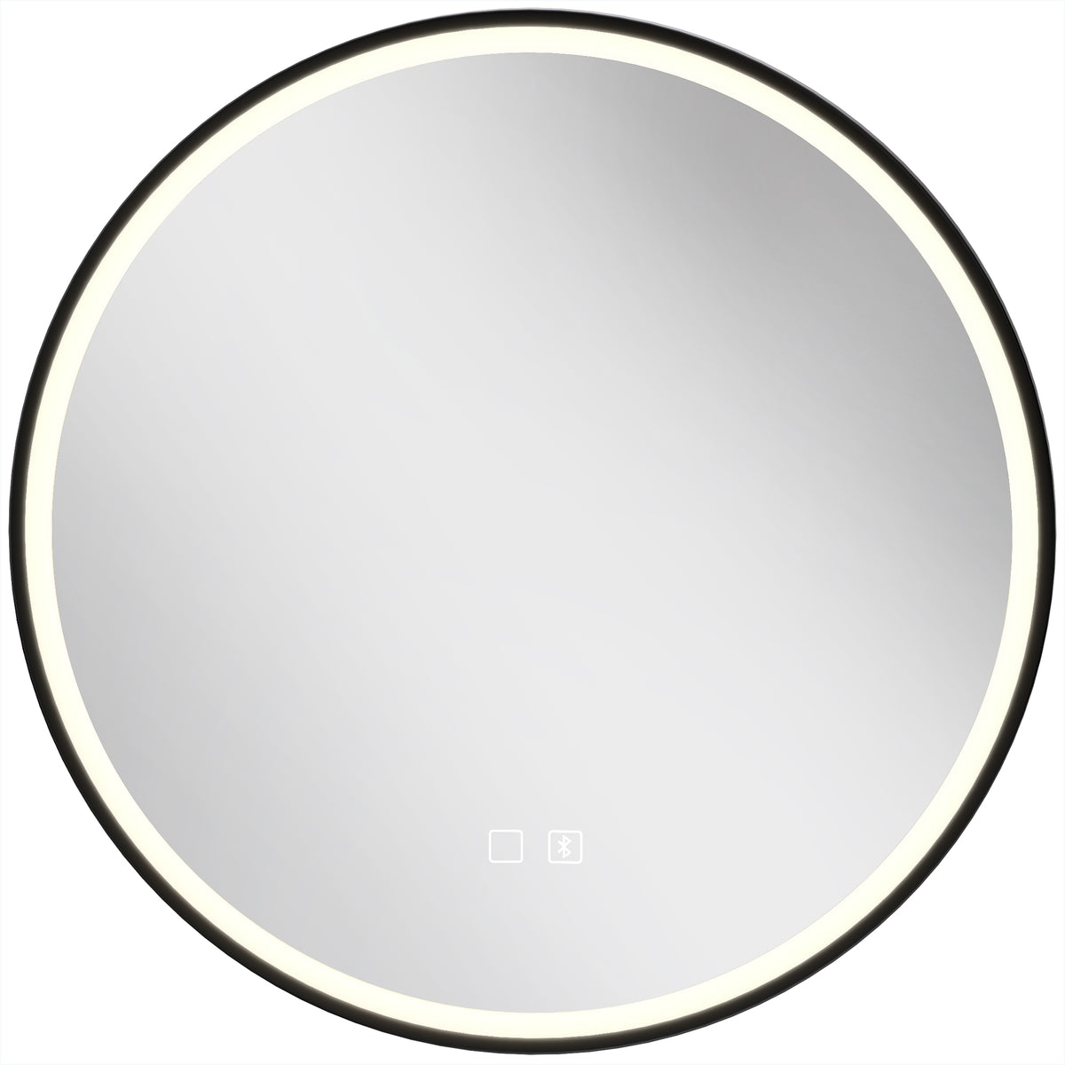 HOMCOM Bathroom Mirror with LED Lights, 60cm Round LED Bathroom Mirror with 3 Colours Dimmable, Bluetooth, Anti-Fog, Black Default Title
