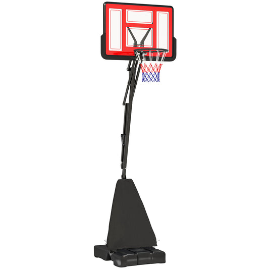 SPORTNOW 245-305cm Adjustable Basketball Hoop and Stand, with Wheels, Red