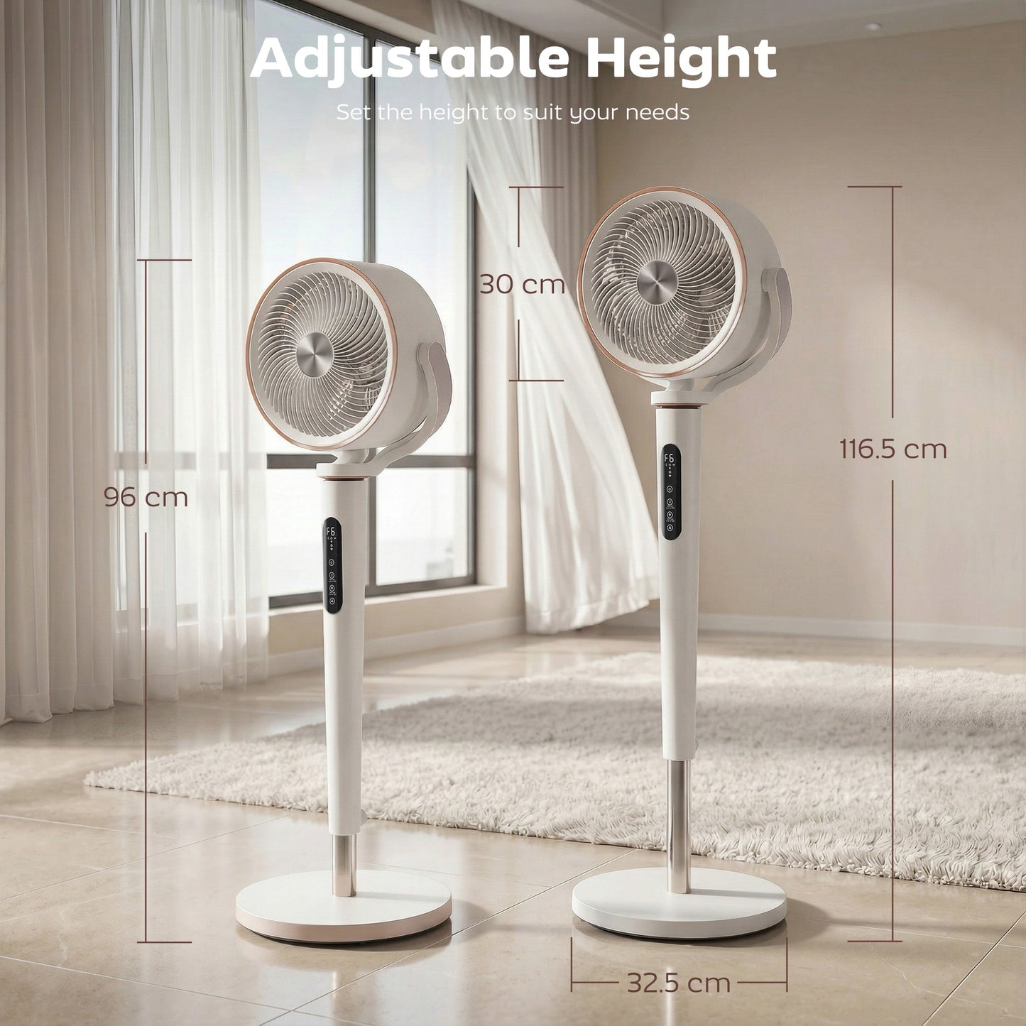 HOMCOM 20dB Silent Standing Fan, 70Â°+90Â° Auto Oscillating Fan with 12 Speeds, LED Light, Air Circulator, Remote Control, 12H Timer, for Bedroom, 46 Inch, White