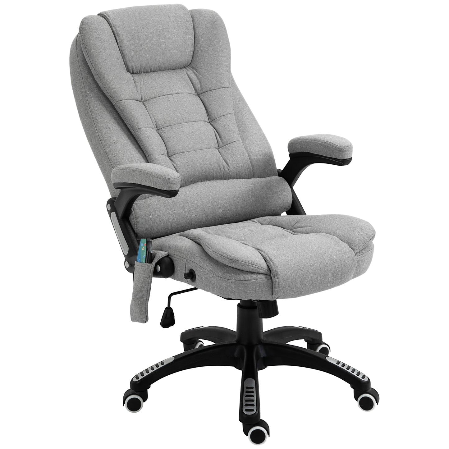 Vinsetto Office Chair, Ergonomic Fabric Desk Chair with 6-Point Massage and Back Heated, Arms, Lumbar Support, Light Grey