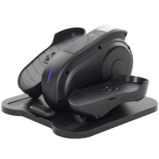 SPORTNOW Under Desk Elliptical Machine, Seated Pedal Exerciser, Mini Electric Elliptical Machine for Seniors with LCD Monitor, Remote Control and 10 Adjustable Speed, Quiet & Portable, Black