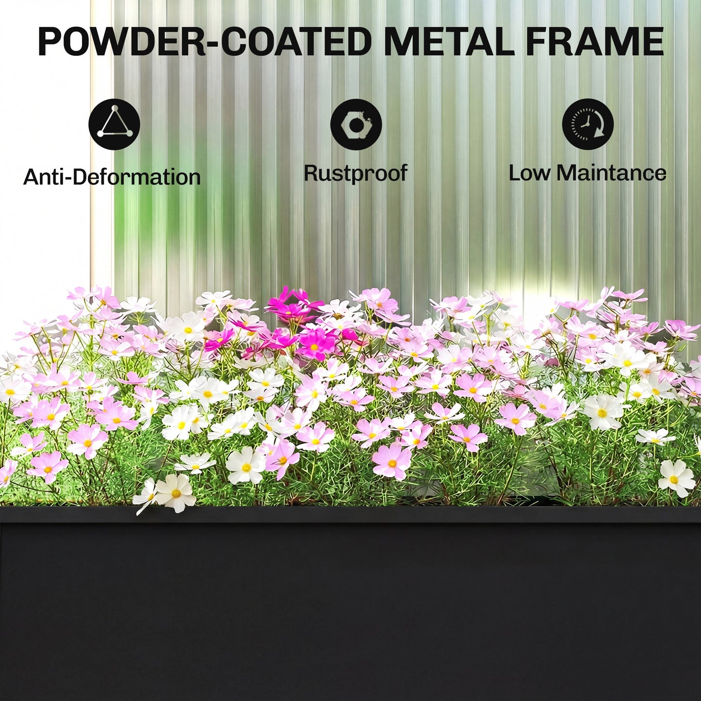 Outsunny Raised Planter, Metal Raised Garden Bed on Legs with Drainage Hole and Foot Covers, Black