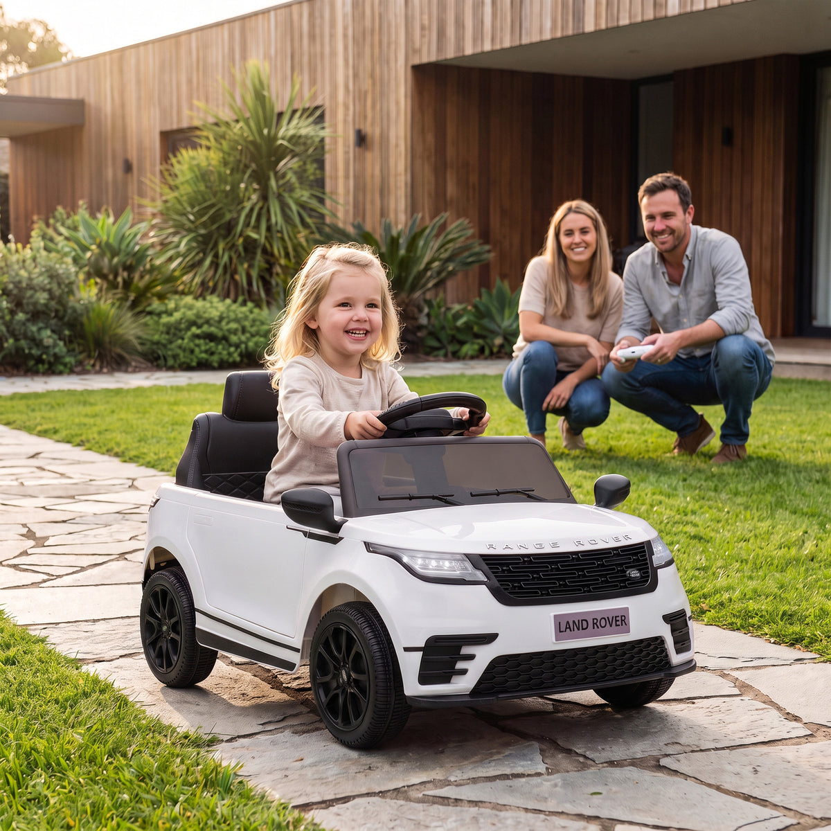 AIYAPLAY Range Rover Velar Licensed 12V Electric Car for Kids with Remote, 4-Wheel Suspension, Slow Start for 2-4 Years, White
