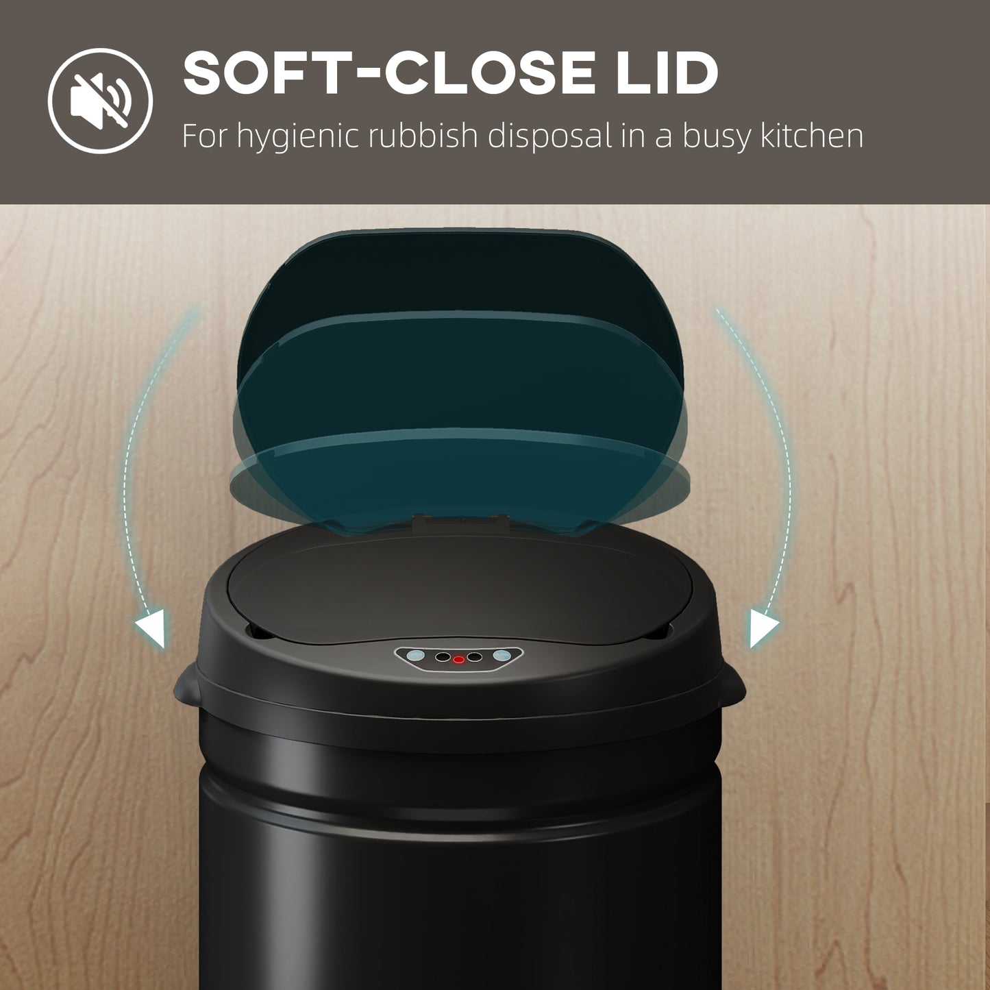 HOMCOM 30L Stainless Steel Sensor Bin - Black