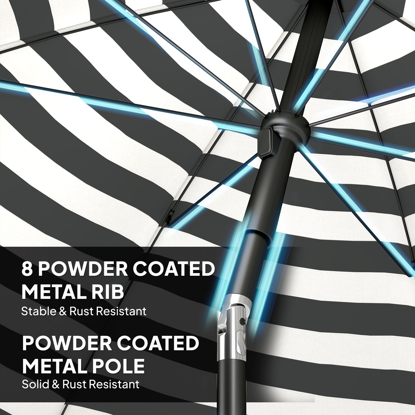 Outsunny 1.8 m Beach Umbrella Parasol with Sand Anchor, Portable 30Â° Tilting Patio Sun Shade with Adjustable Height, Grey/White