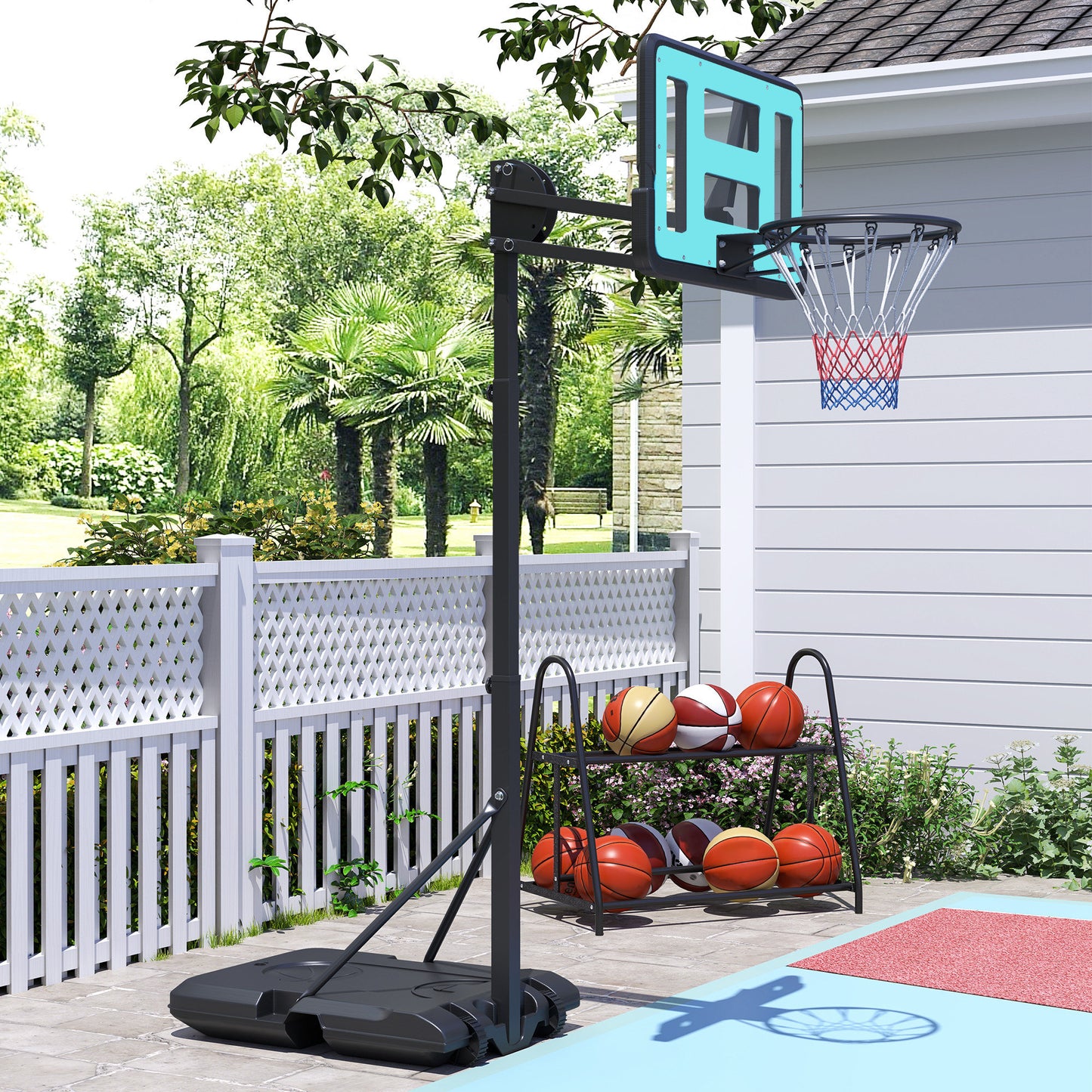 SPORTNOW Fully Adjustable Basketball Hoop Outdoor, 146-236cm Basketball Hoop and Stand with Weighted Base and Shatterproof Backboard, Portable on Wheels for Junior, Adults - LiamsBargains.co.uk