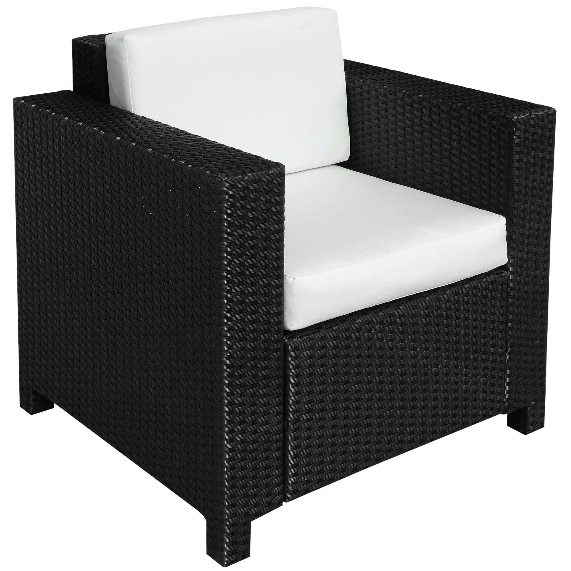 Outsunny Single Seater Rattan Chair Sofa with 10 cm Thick Padded Cushi ...