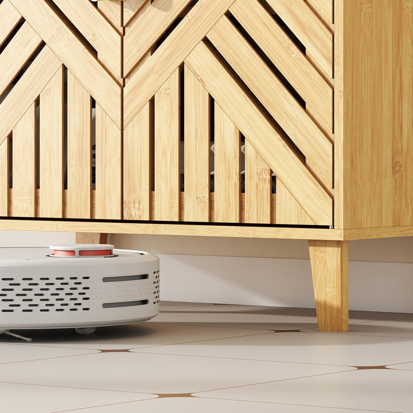 HOMCOM Bamboo Bathroom Under Sink Cabinet with Adjustable Shelf for Basin without Pedestal - Natural