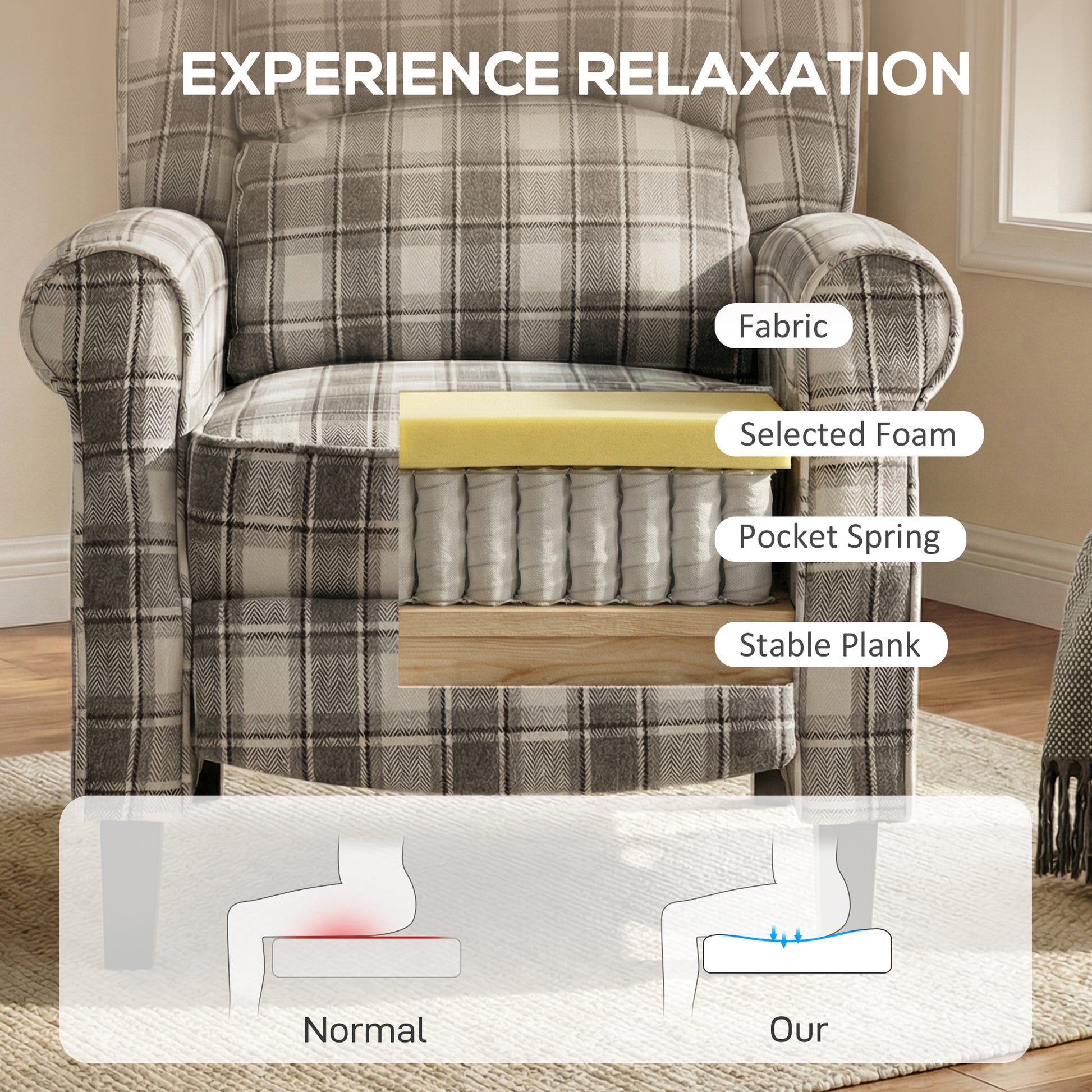 HOMCOM 160Â° Reclining Armchair, with Footrest - Grey and White