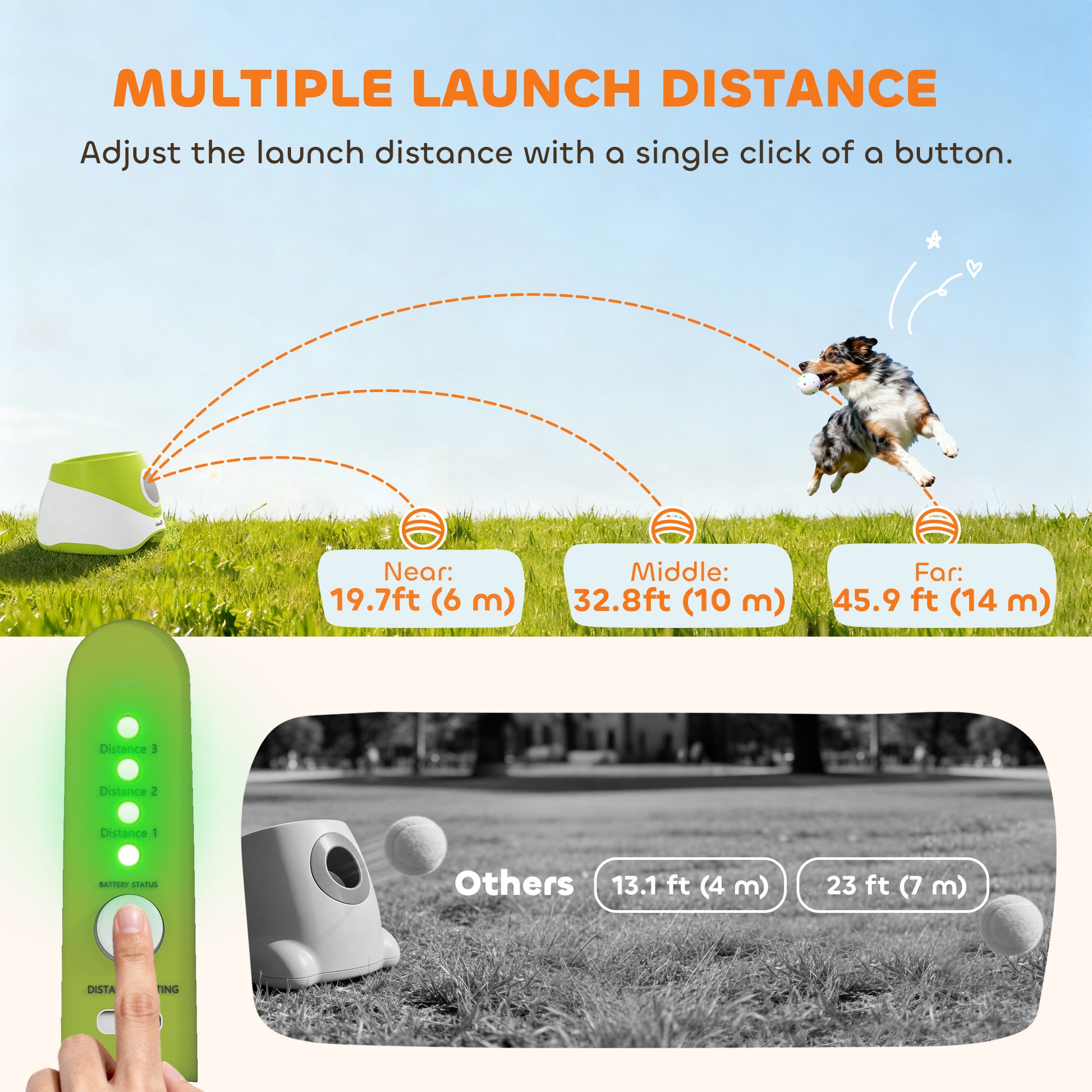 PawHut Automatic Dog Ball Launcher with 5 ETPU Balls 2.3", 3 Distance Settings 20/33/46ft, Green