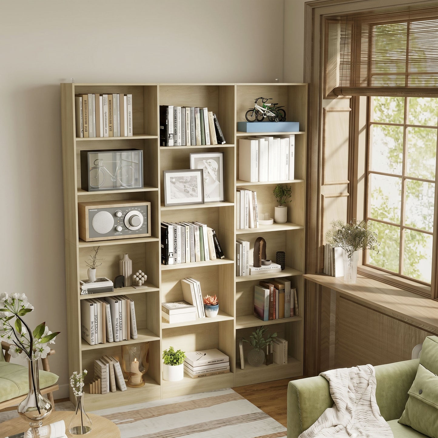 HOMCOM Bookcase with Open Storage, 6-Tier Bookshelf with Anti-Tipping Hardware, Oak