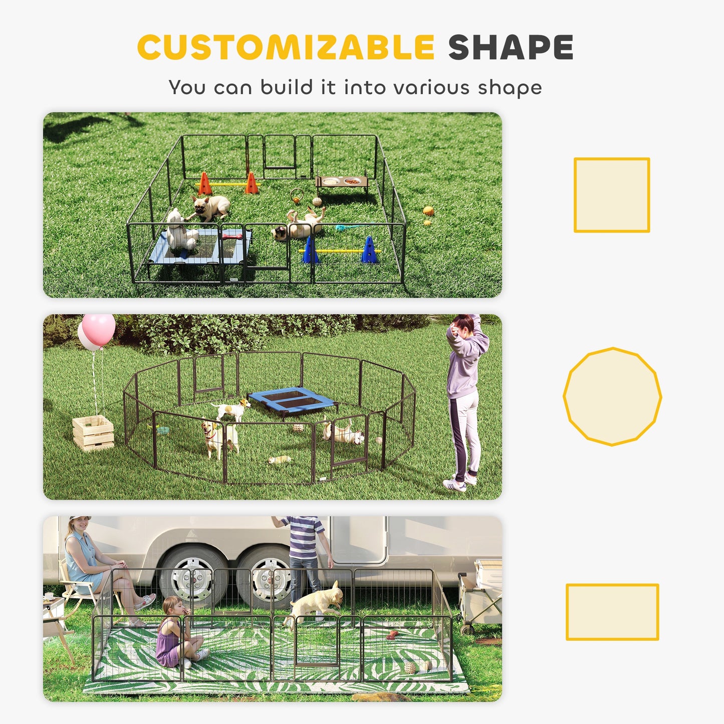 PawHut 12 Panels Heavy Duty Puppy Playpen, for Small Dogs, Indoor and Outdoor Use - Silver