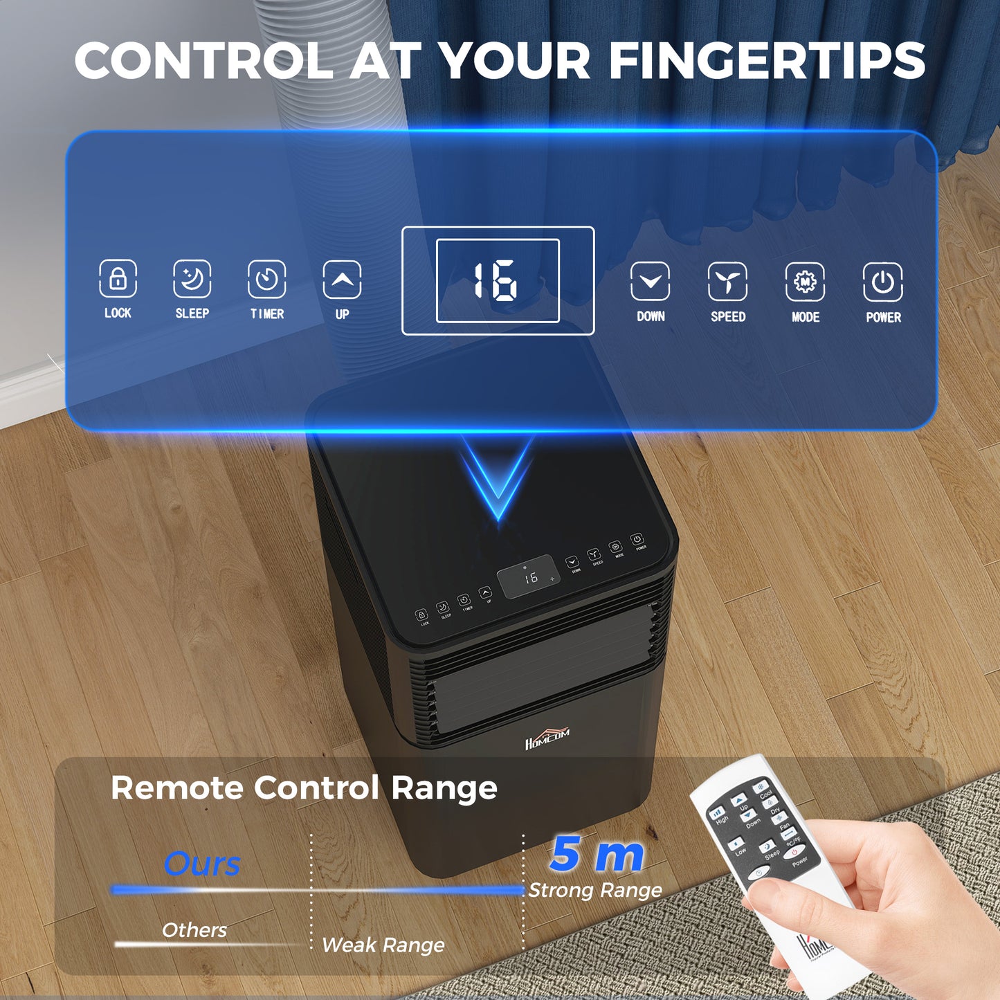 HOMCOM 8000 BTU 4-In-1 Portable Air Conditioner Unit Cooling Dehumidifying Ventilating  for Room up to 27mÂ², with Fan, Remote, 24H Timer, Window Mount Kit, R290, A Energy Efficiency