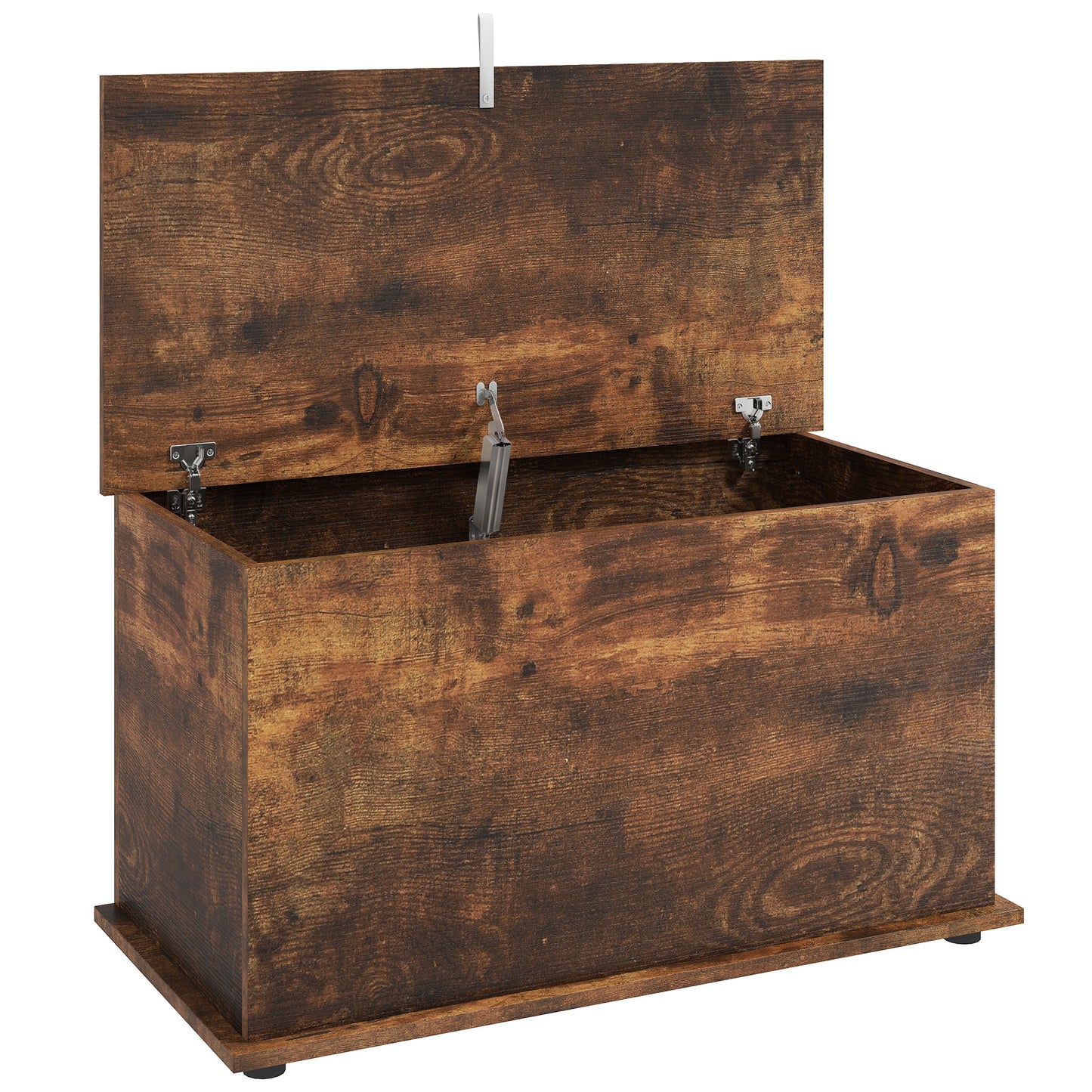 HOMCOM Storage Chest, 102L Blanket Box, Shoe Bench Safety Hinged Lid, Bed End Bench for Bedroom, 80 x 40 x 45cm, Rustic Brown
