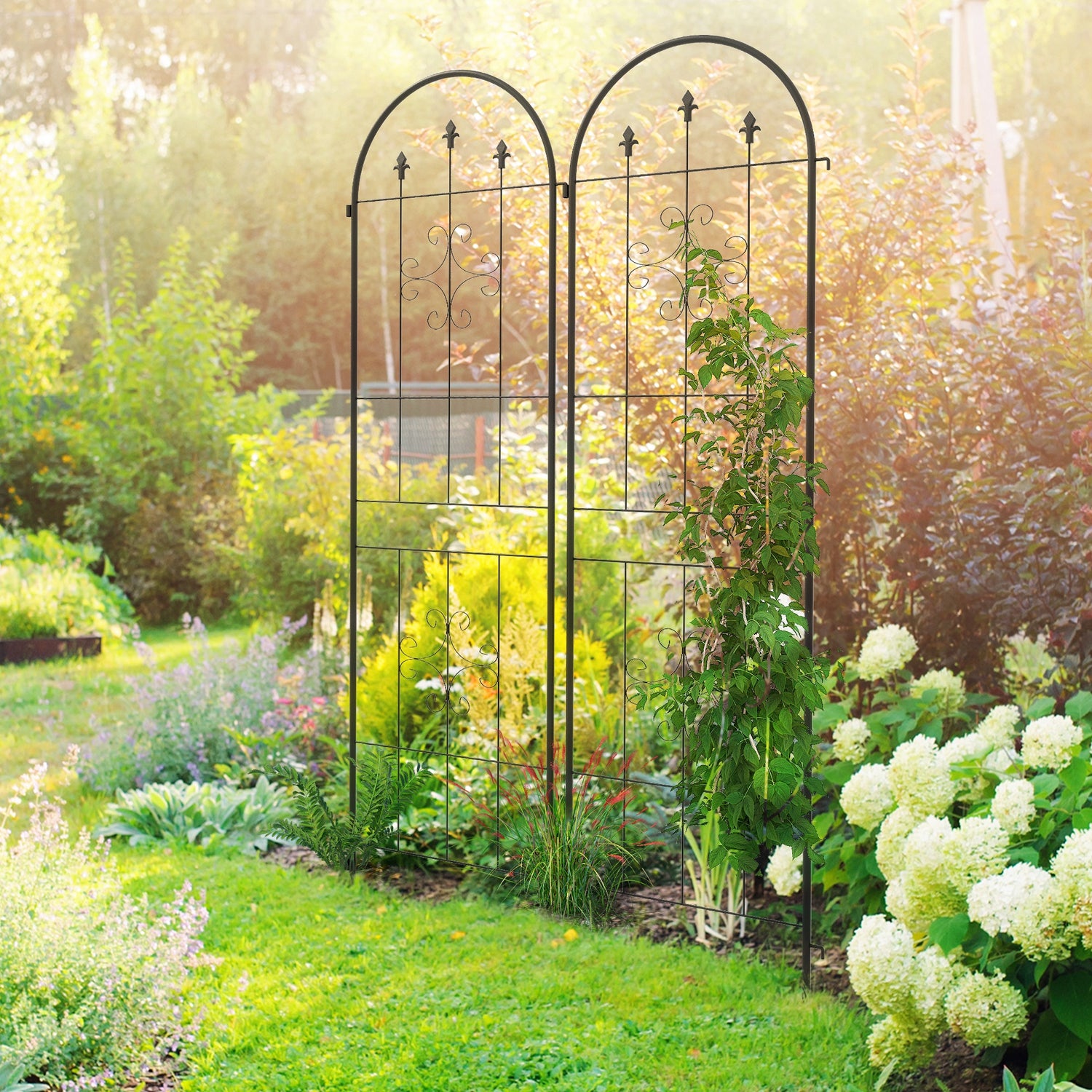 Outsunny Set of Two Spiral Anchor Garden Trellis Panels - LiamsBargains.co.uk