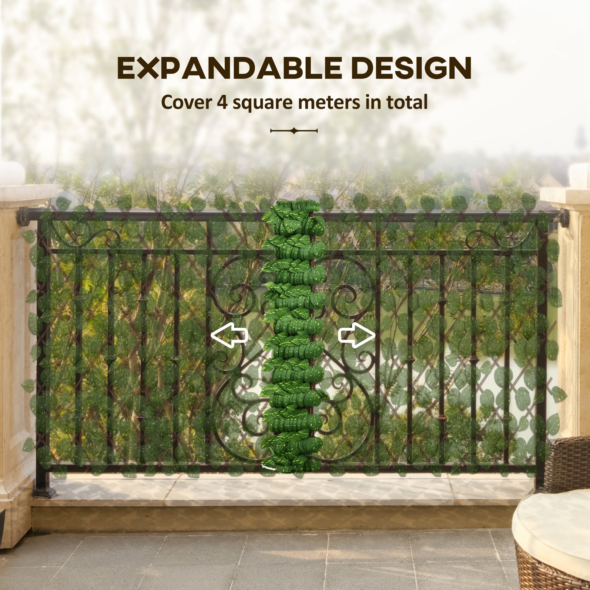 Outsunny Set of 2 Expandable Artificial Trellis Hedges â€“ Realistic Leaf Privacy Screen, 2 x 1 m