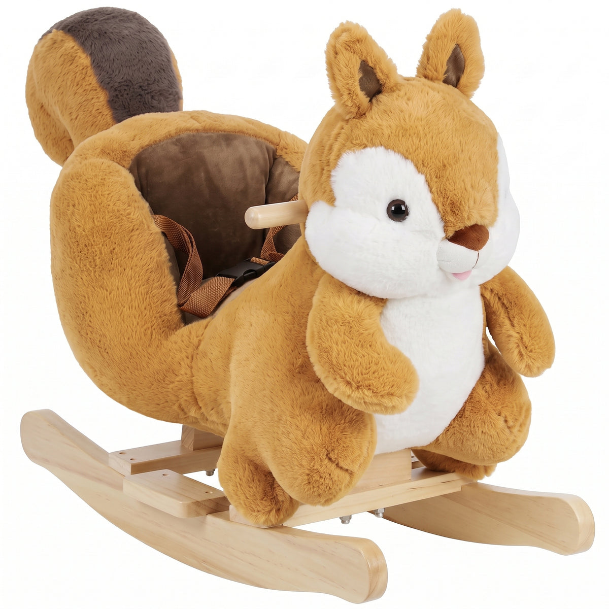 AIYAPLAY Rocking Horse, Stable Plush Ride on Horse Squirrel Design with Animal Sounds, Security Belt for Toddlers 1-3 Y, Brown Default Title