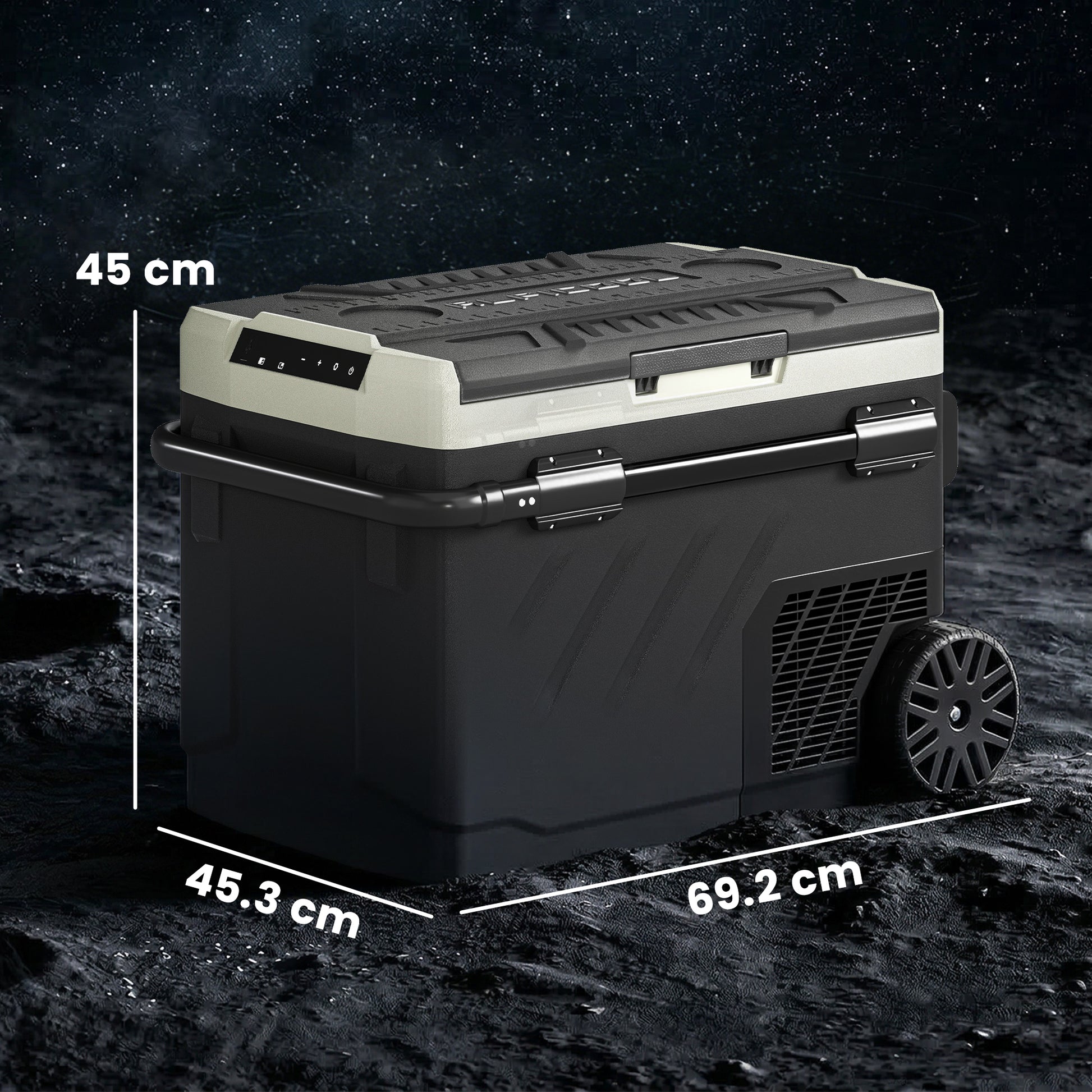 Outsunny 40L Compressor Car Fridge Freezer, Dual Zone Camping Refrigerator with App Control, Telescopic Handle, -20â„ƒ-20â„ƒ