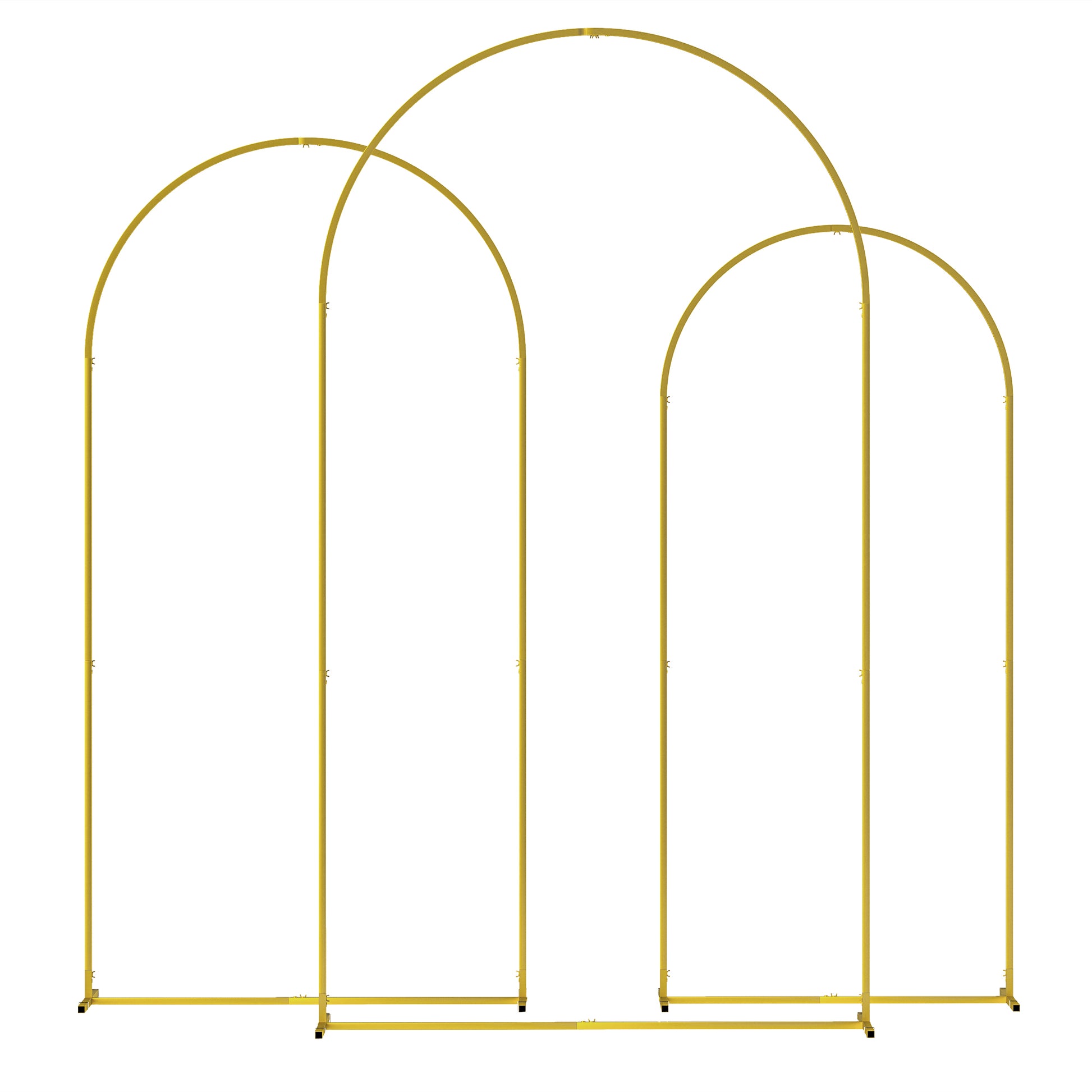 Outsunny Wedding Arch Frame Set, 2.2, 2, 1.8 m Metal Backdrop Stand Set of 3, Balloon Stand Set for Birthday Party, Bridal Shower, Graduation, Ceremony, Banquet Decorations, Gold Tone
