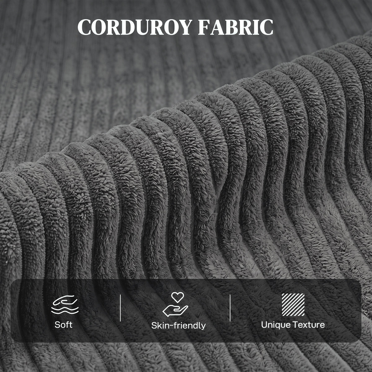 HOMCOM Recliner Armchair, Corduroy Push Back Reclining Chair with Thick Padding, Dark Grey