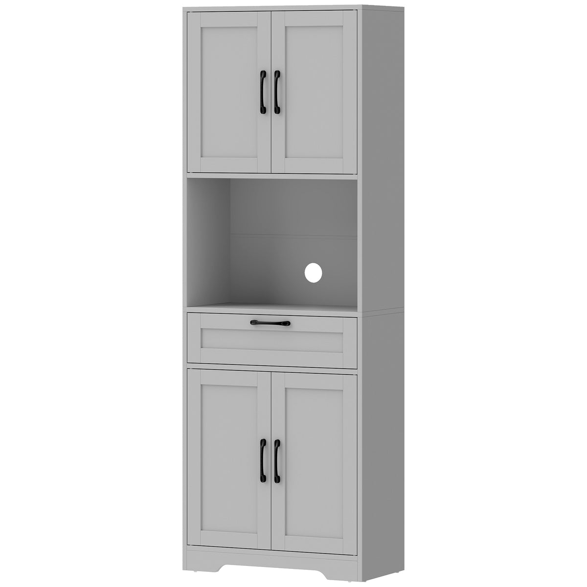 HOMCOM 170 cm Tall Kitchen Pantry with Adjustable Shelves, Freestanding Storage Cabinet with Open Shelf, Grey Default Title