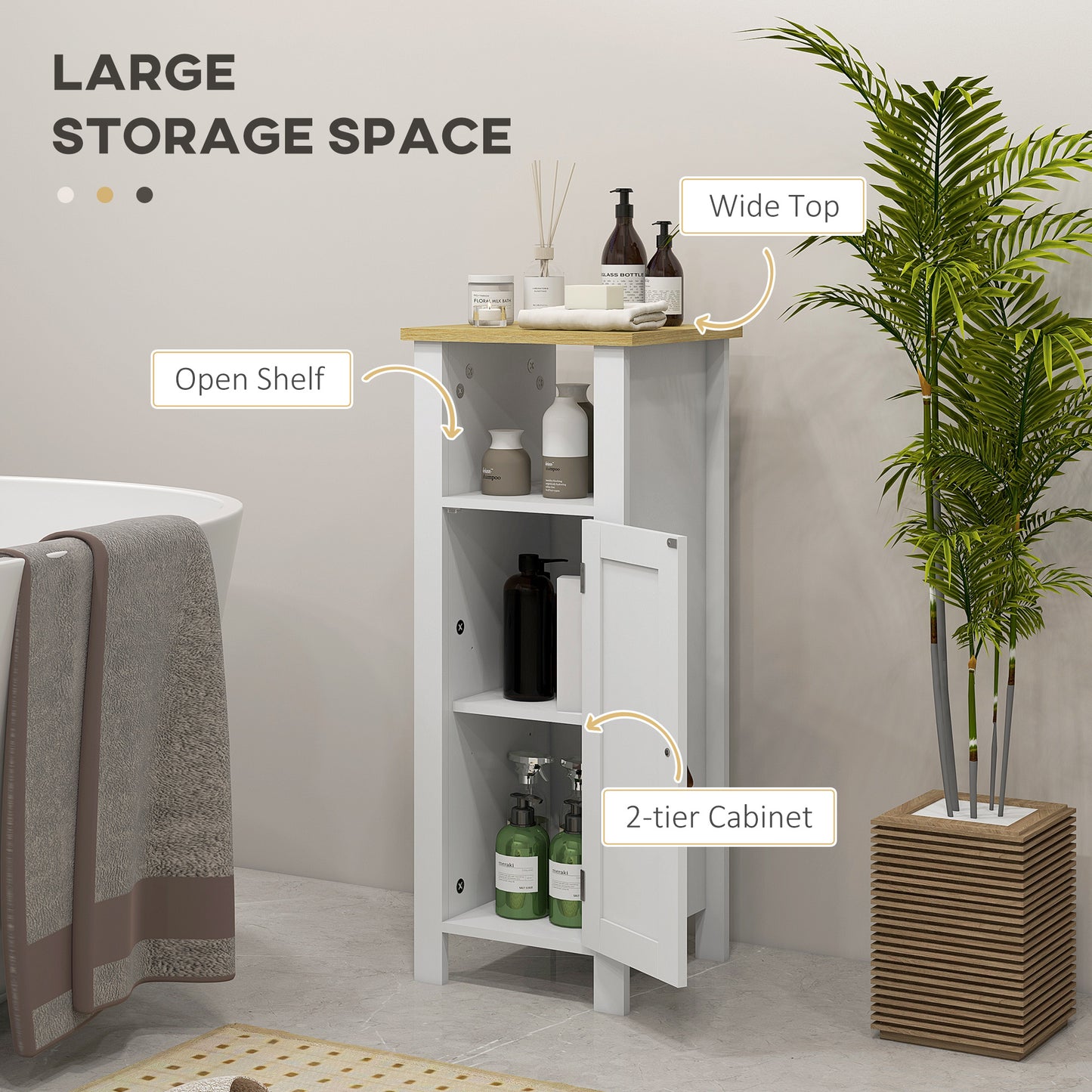 kleankin Slim Bathroom Storage Cabinet - White