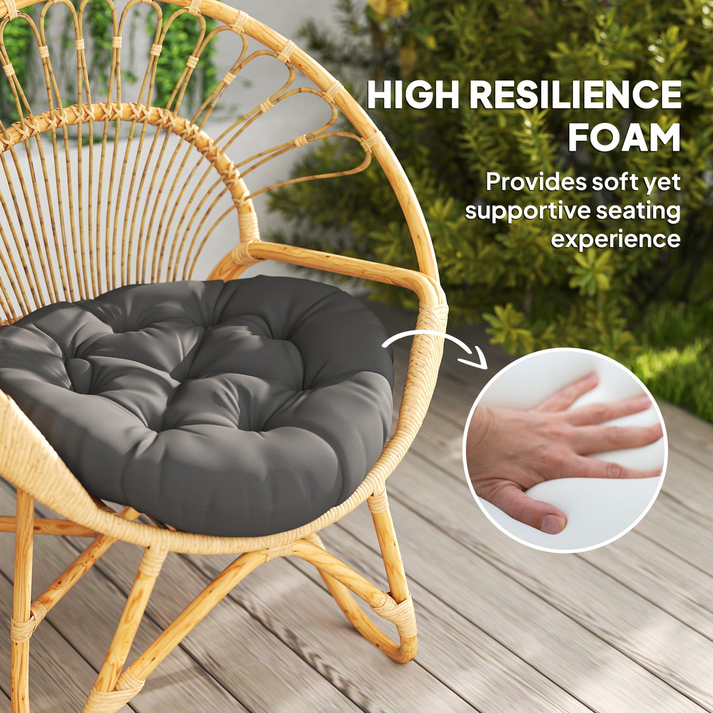 Outsunny Set of Two 60cm Outdoor Cushions - Dark Grey