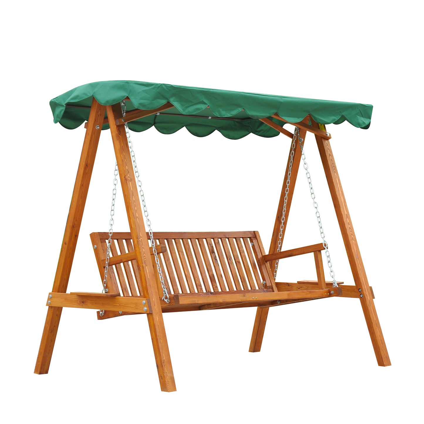 Outsunny 3-Seater Pinewood Swing Chair-Green Default Title